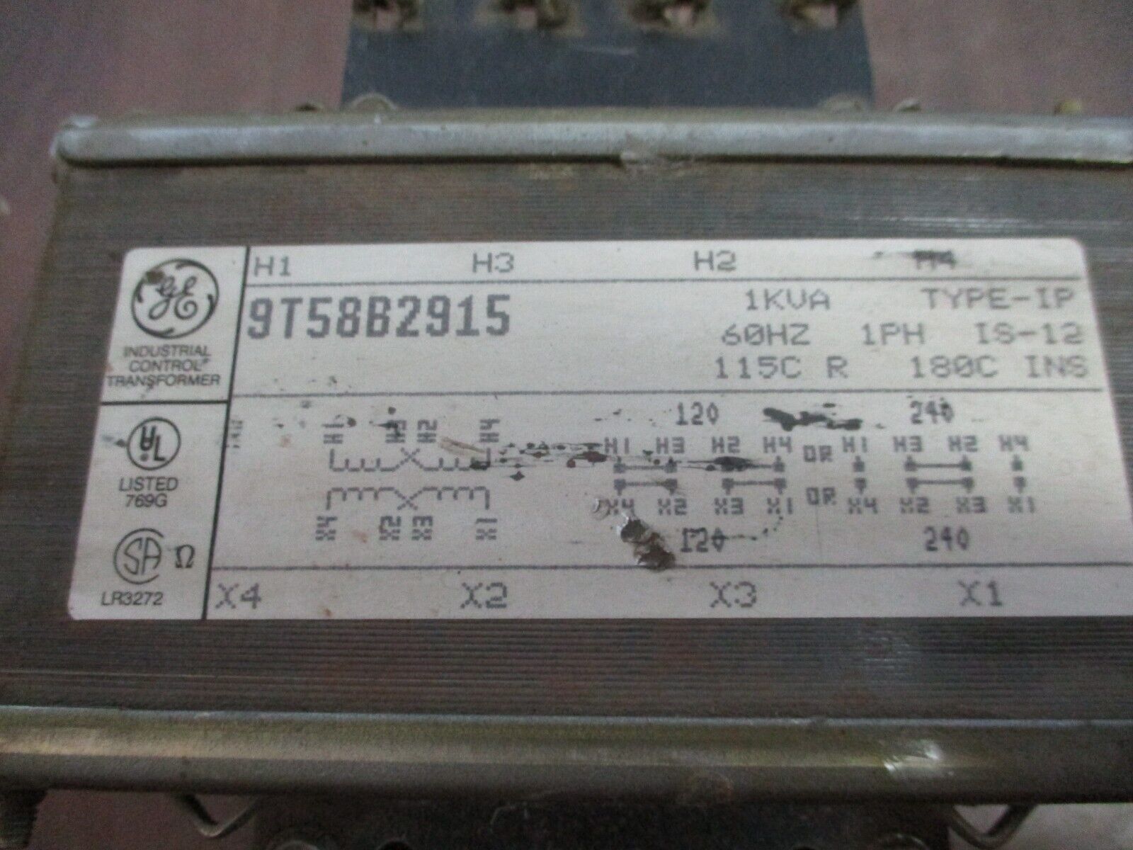 GE Type IP Control Transformer 9T58B2915 1kVA Pri: 120/240V Sec: 120/240V 60Hz