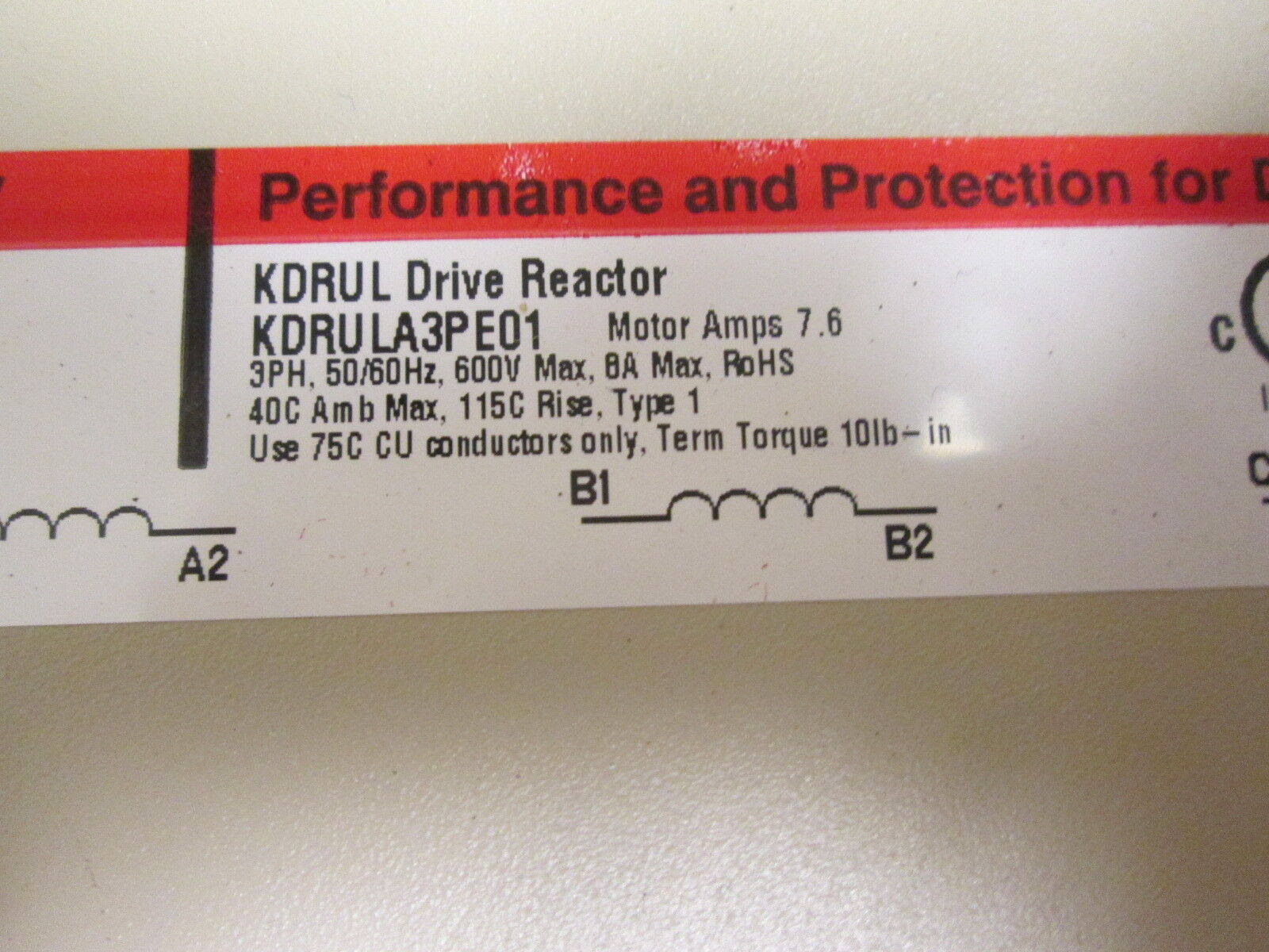 TCI KDRUL Drive Reactor KDRULA3PE01 Motor Amps: 7.6 3Ph 50/60Hz 600V 8A Used