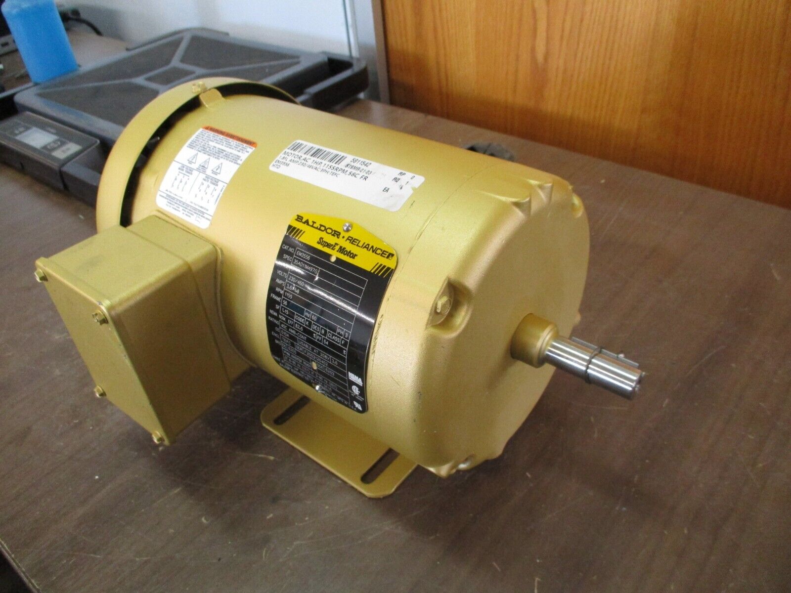 Baldor Motor EM3556 1HP 1200RPM 230/460V 3.6/1.8A 3Ph 60Hz New Surplus