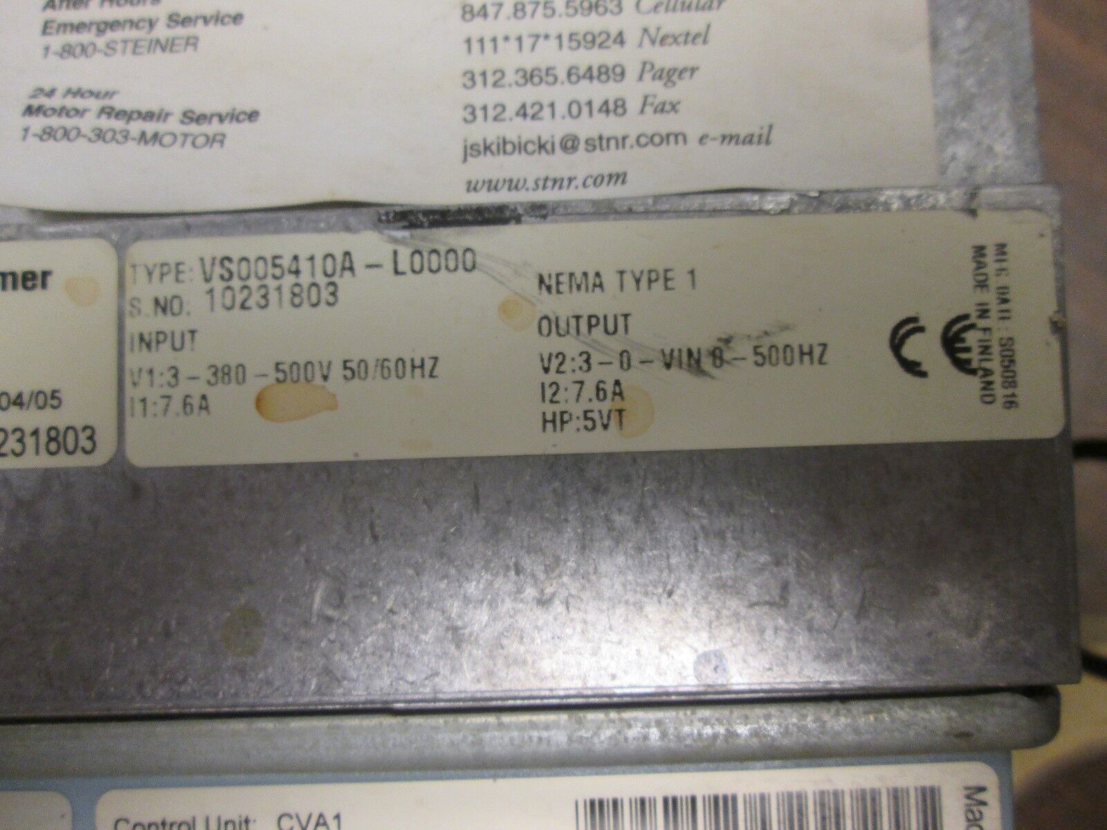 Johnson Controls VS Series AC Drive VS005410A-L0000 5HP 3Ph Used