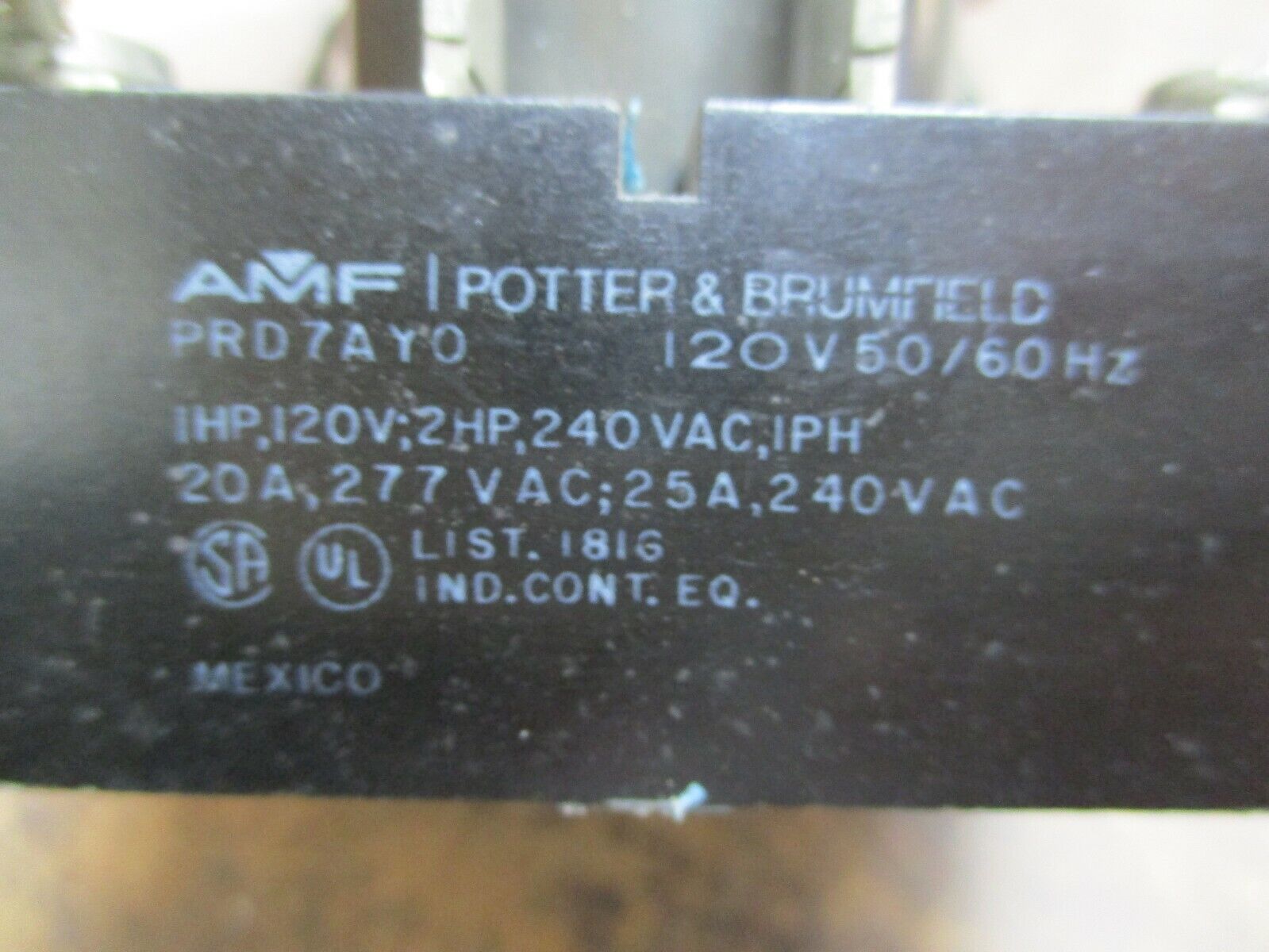 Potter & Brumfield Power Relay PRD7AY0 120V 50/60Hz Used