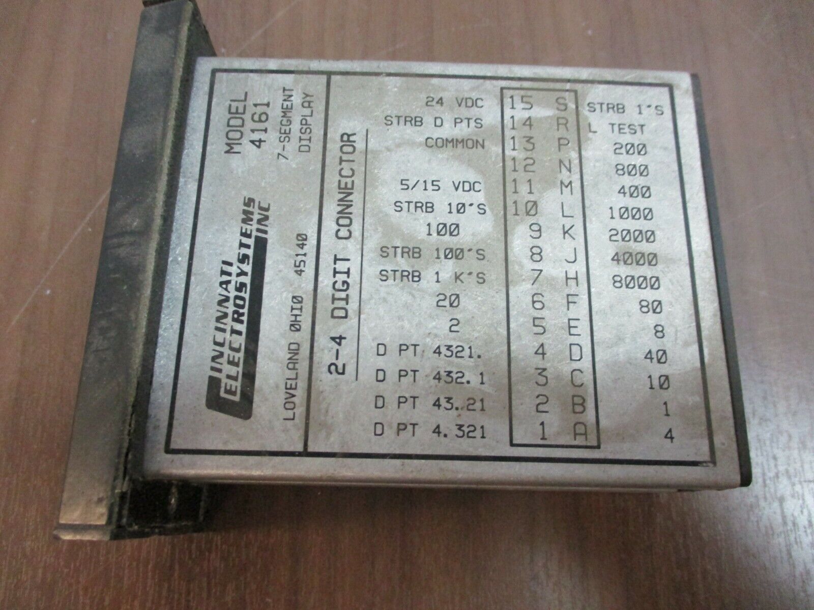 Cincinnati Electrosystems, Display, part #:4161, 7- segment, used