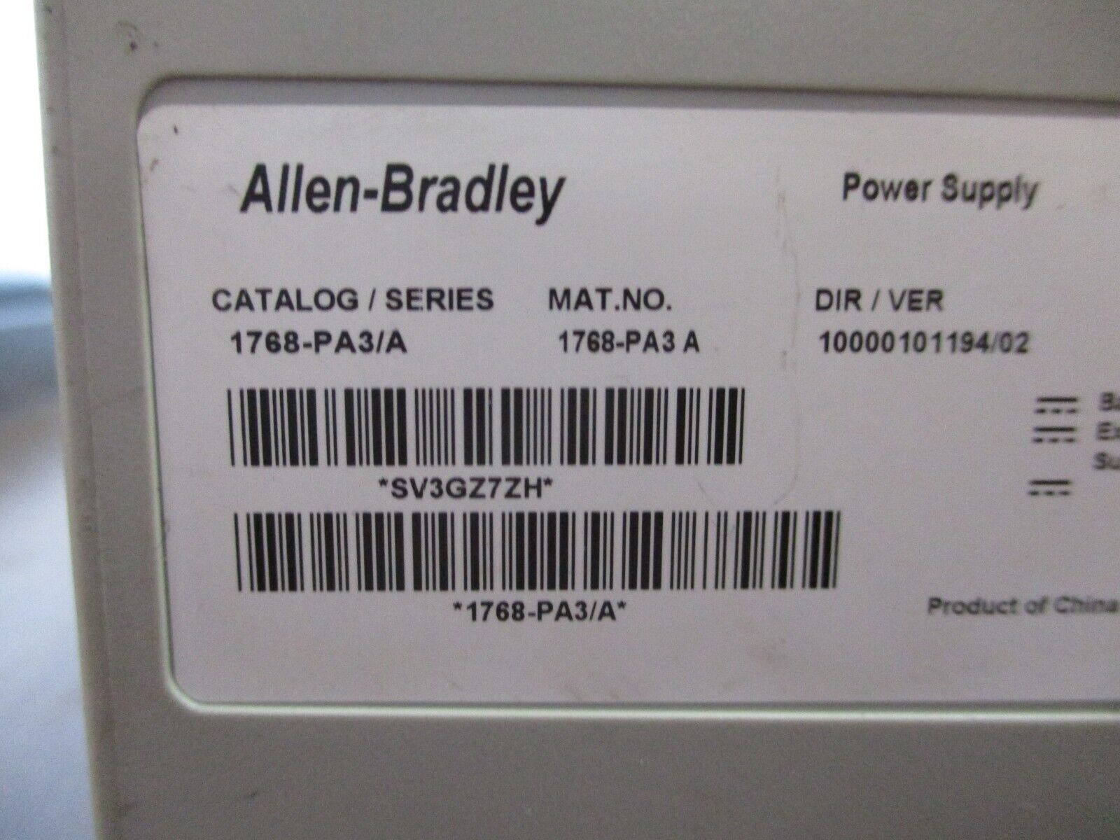 Allen-Bradley Power Supply 1768-PA3 Ser. A DIR/VER: 10000101194/02 Used