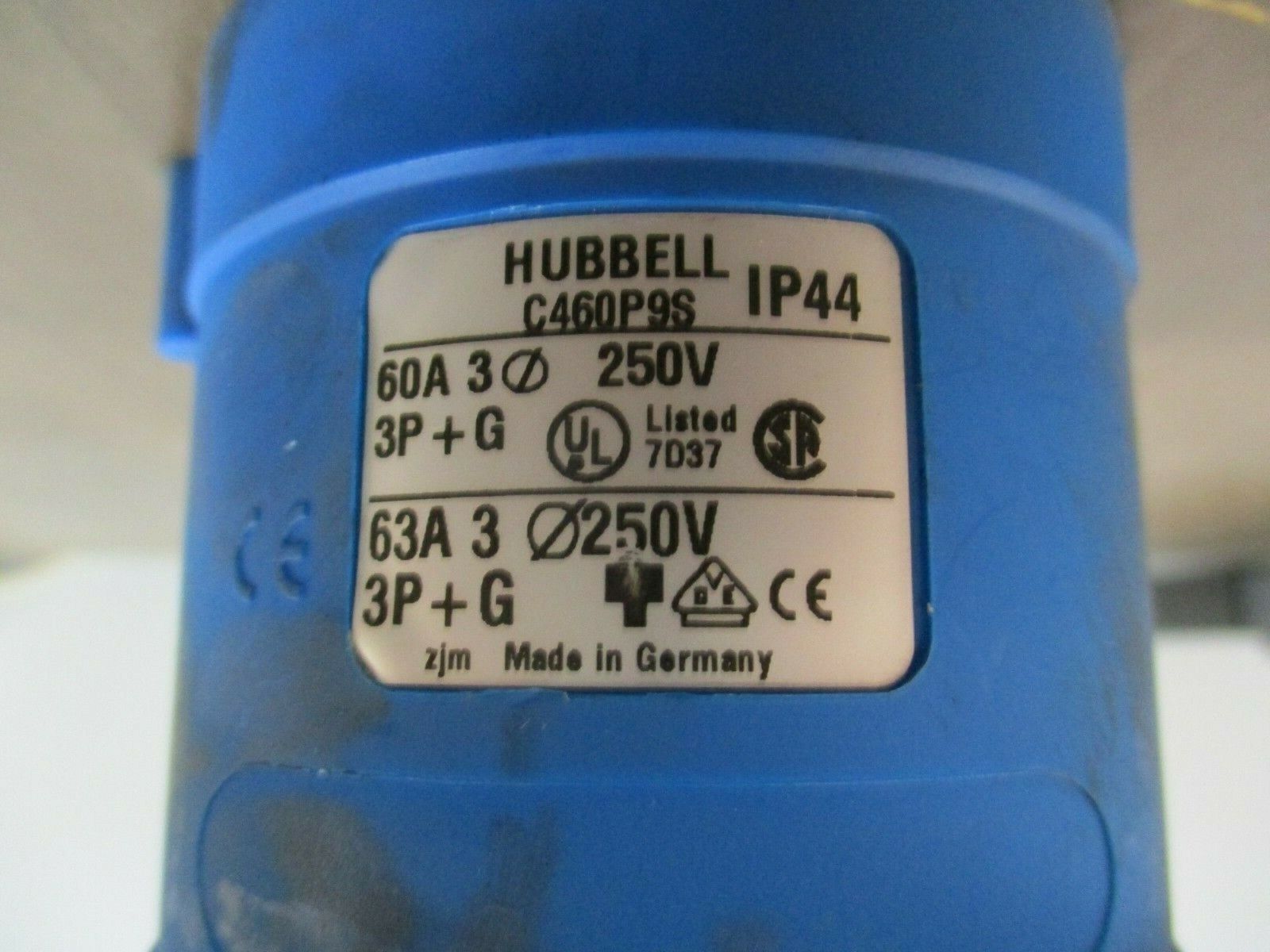 Hubbell Plug C460P9S 60A 250V 3Ph 3P+G Used