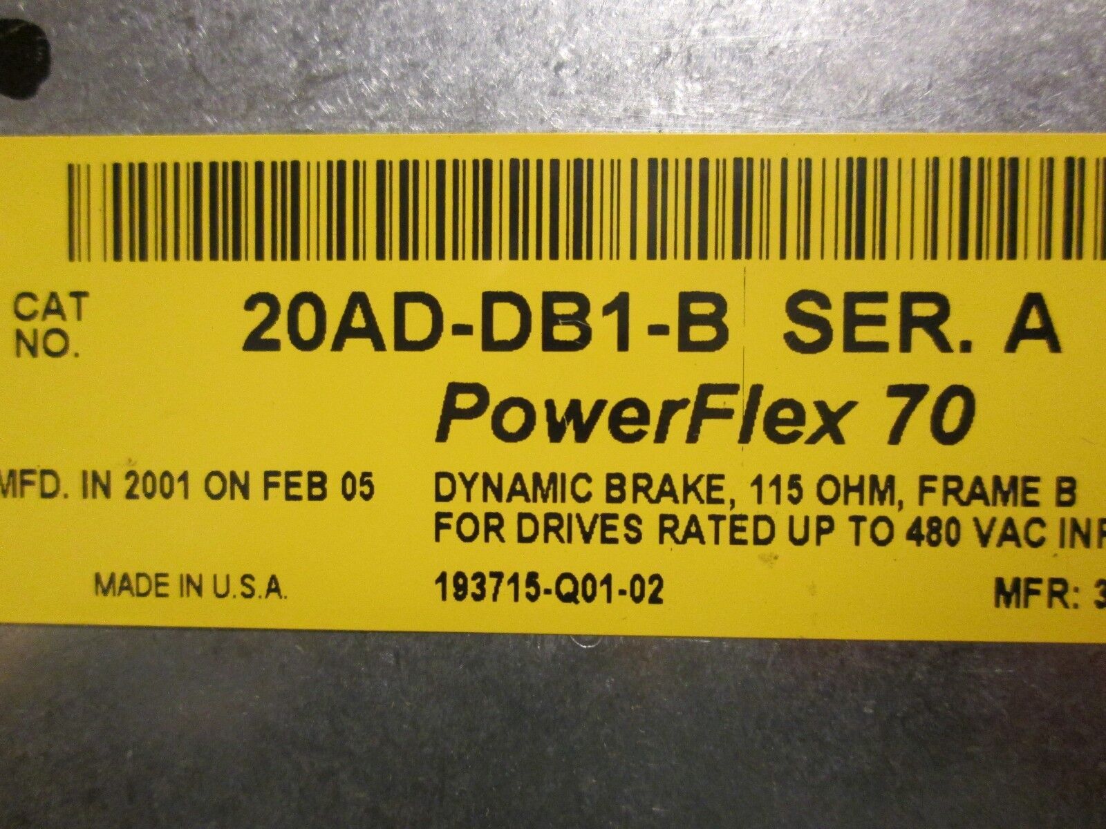 Allen-Bradley PowerFlex 70 DB Resister 20AD-DB1-B Ser A 115 OHM Frame B Used