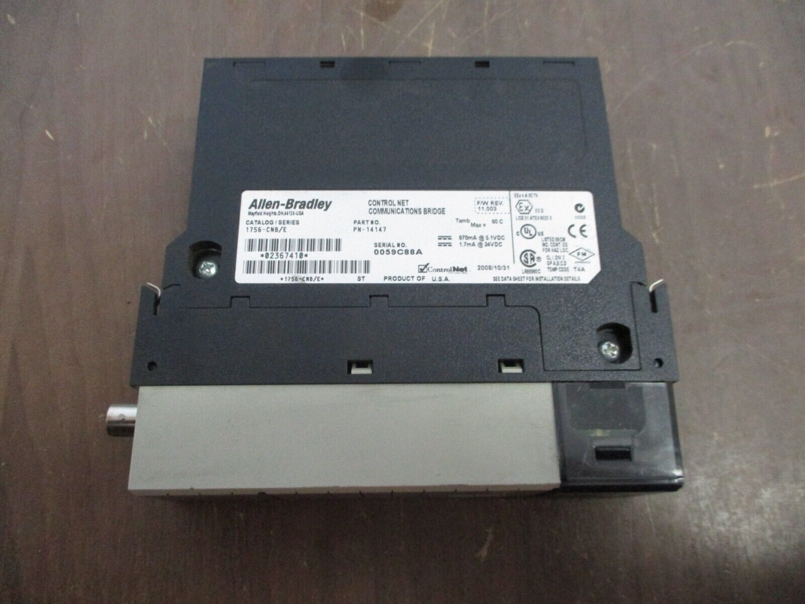 Allen-Bradley ControlNet Comm. Bridge Module 1756-CNB Ser. E F/W Rev. 11.003