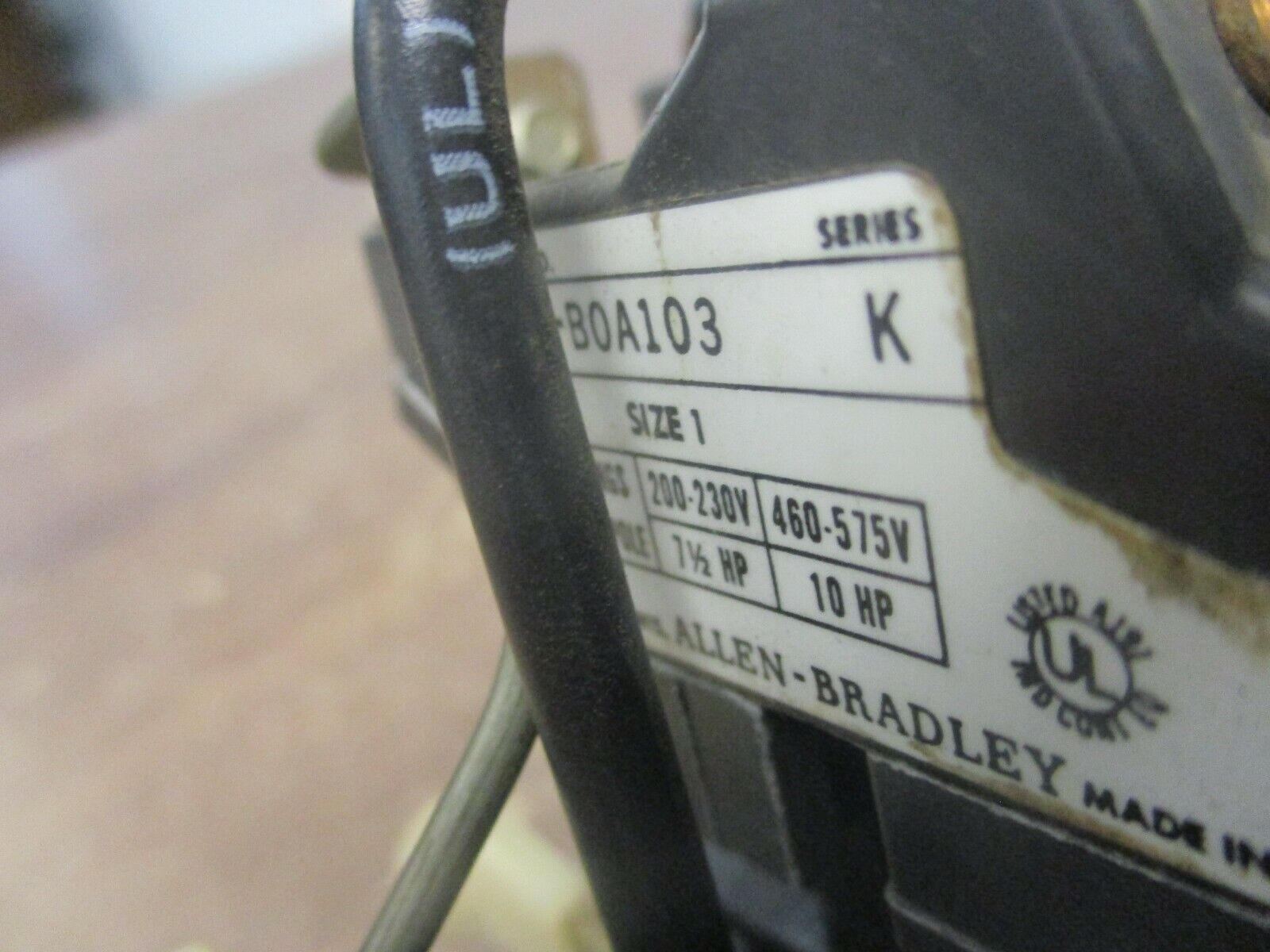 Allen-Bradley Size 1 Starter 709-BOA103 Ser. K 120V Coil Used