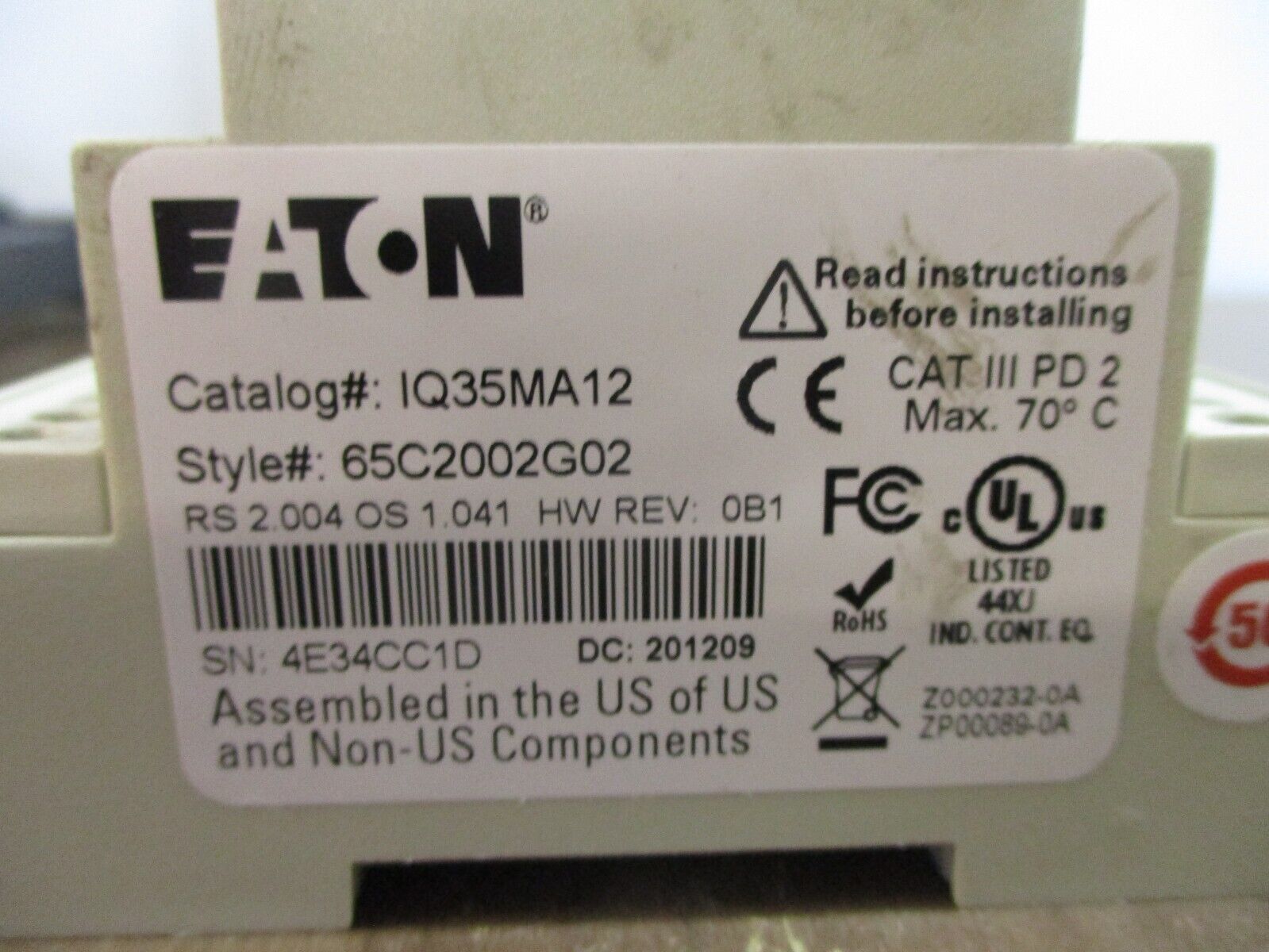 Eaton IQ 35M Power Meter IQ35MA12 Used