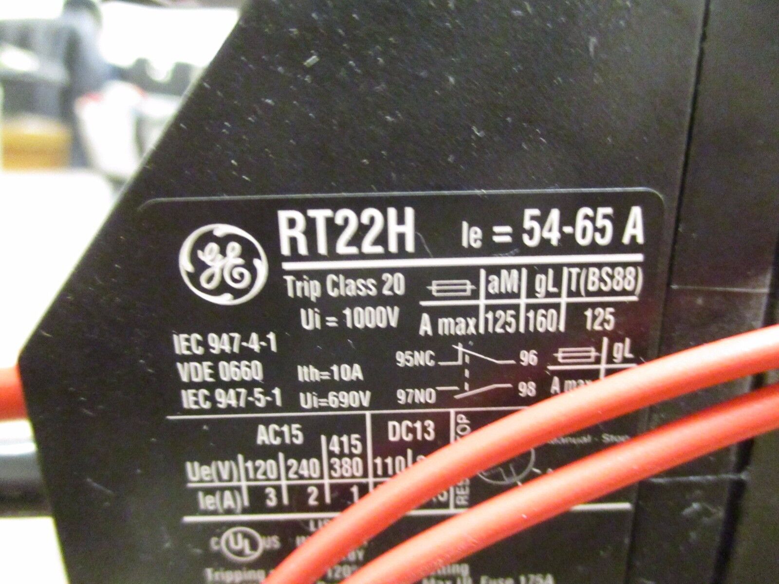 GE Solid State Overload RT22H Range: 54-65A Used