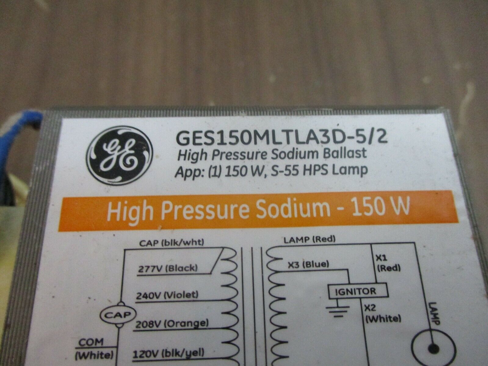 GE High Pressure Sodium Ballast GES150MLTLA3D-5/2 150W 120/208/240/277V 60Hz