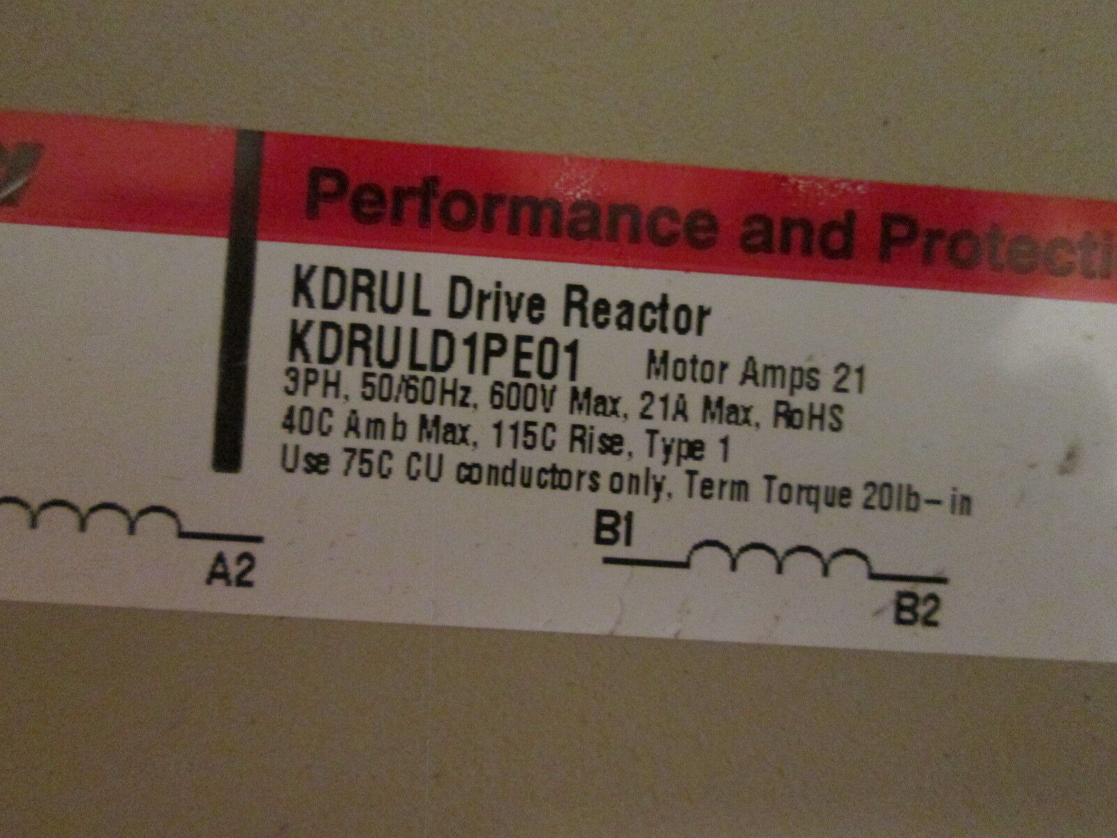 TCI KDRUL Drive Reactor KDRULD1PE01 Motor Amps: 21 3Ph 50/60Hz 600V 21A Used