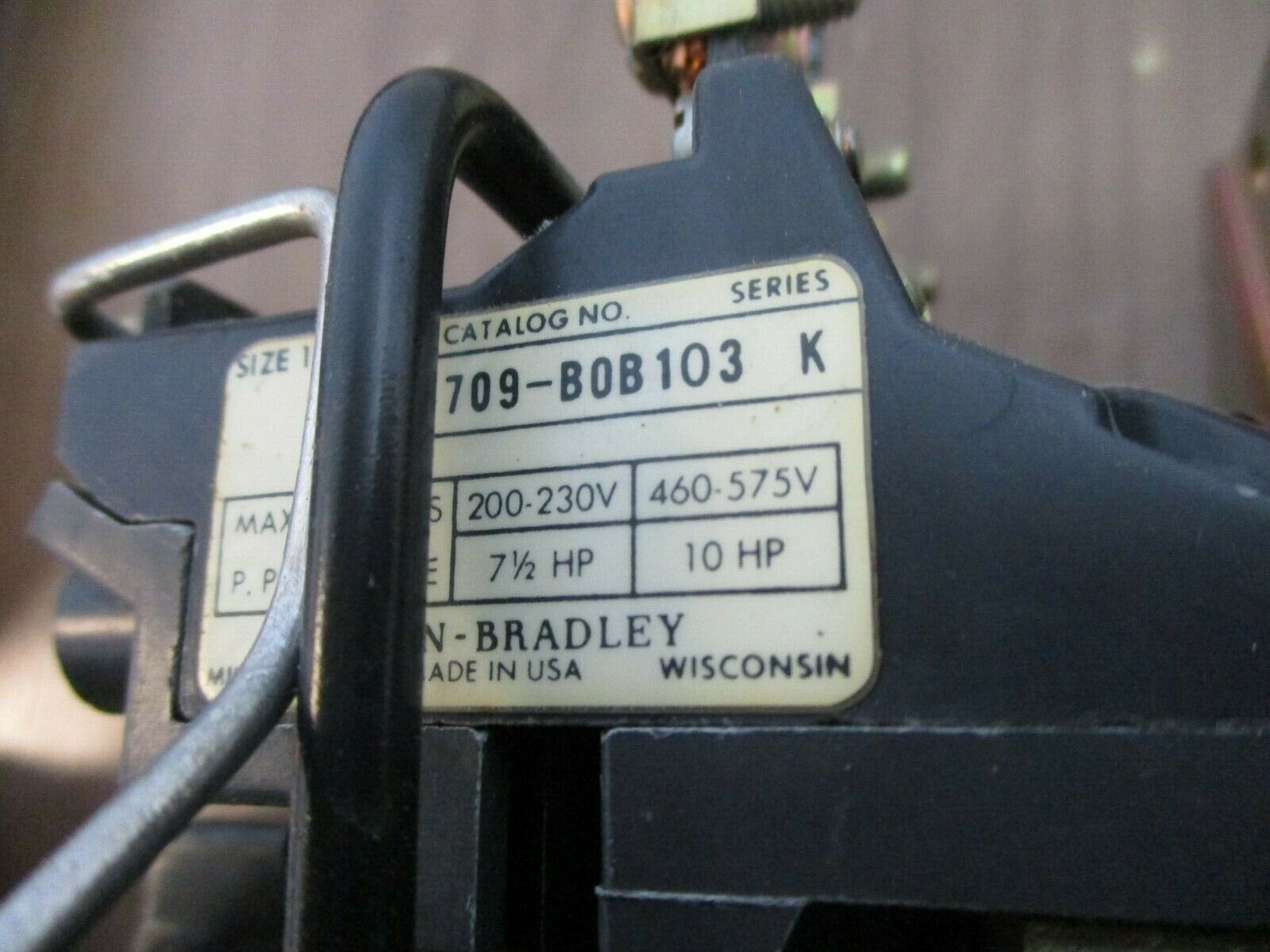 Allen-Bradley Size 1 Starter 709-B0B103 Ser. K 120V Coil Used
