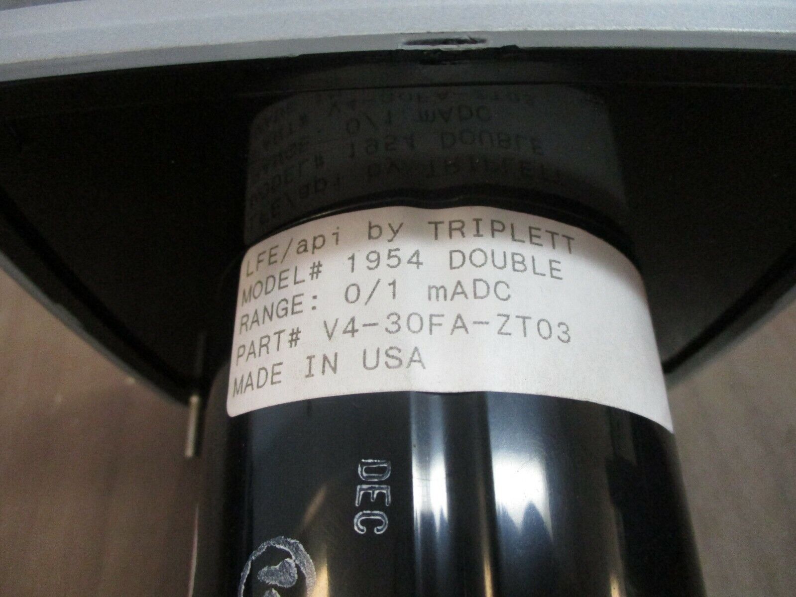 Triplett 1954 Double Meter V4-30FA-ZT03 Range: 0-1 mADC New Surplus