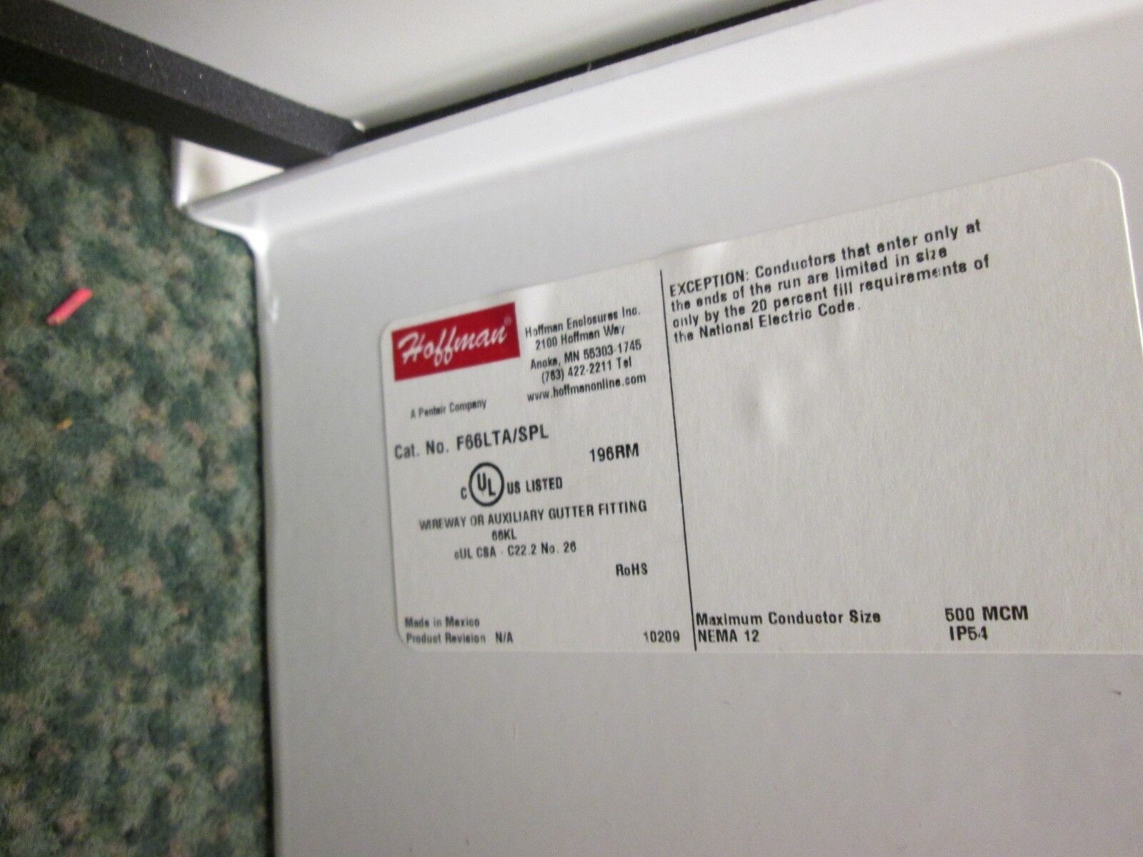 Hoffman Wireway Tee Fitting F66LTA Size 6x6" New Surplus