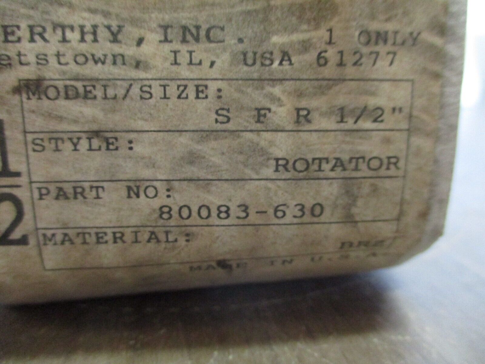 Penberthy Model SFR 1/2 Flow Indicator 80083-630 Style: Rotator New Surplus