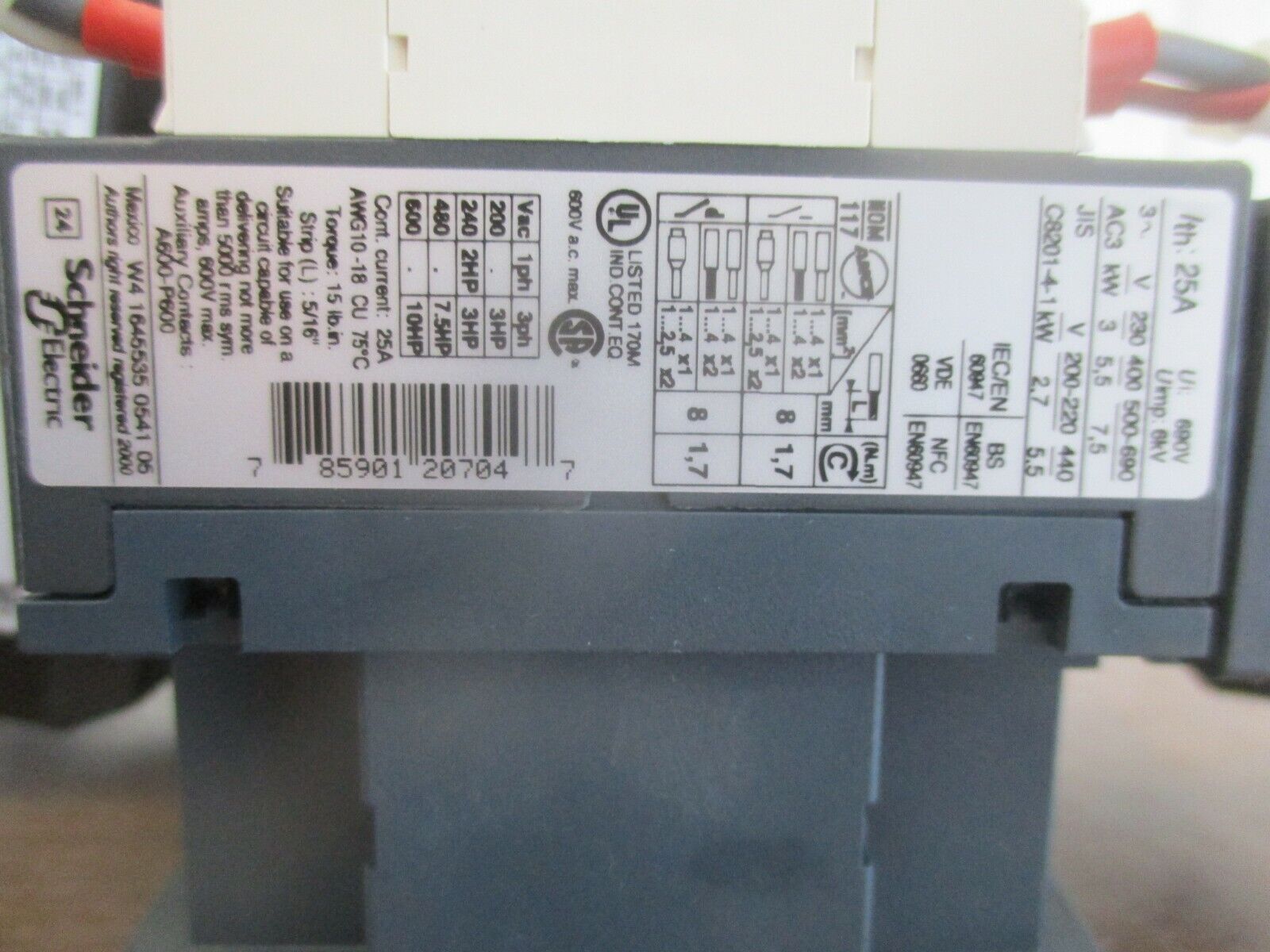 Schneider Starter LC1 D12/LRD1516 120V Coil Trip: 9-13A Used