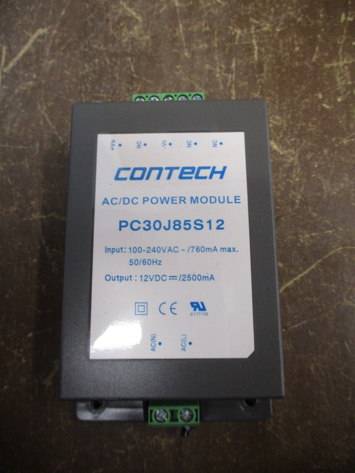 Contech AC/DC Power Module PC30J85S12 Output: 12VDC 2500mA Used