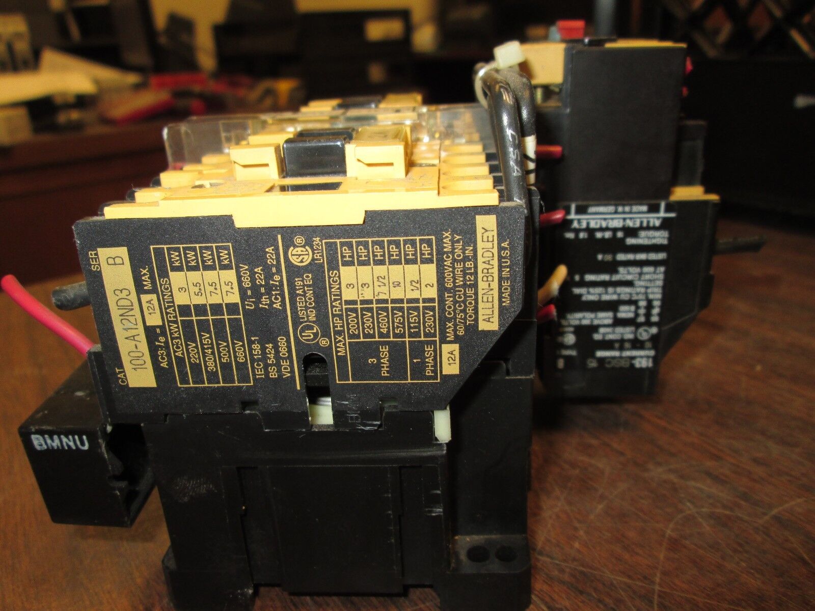 Allen-Bradley Reversing Contactor 100-A12ND3 193-BSC 199-FSMA1 120V Coil Used