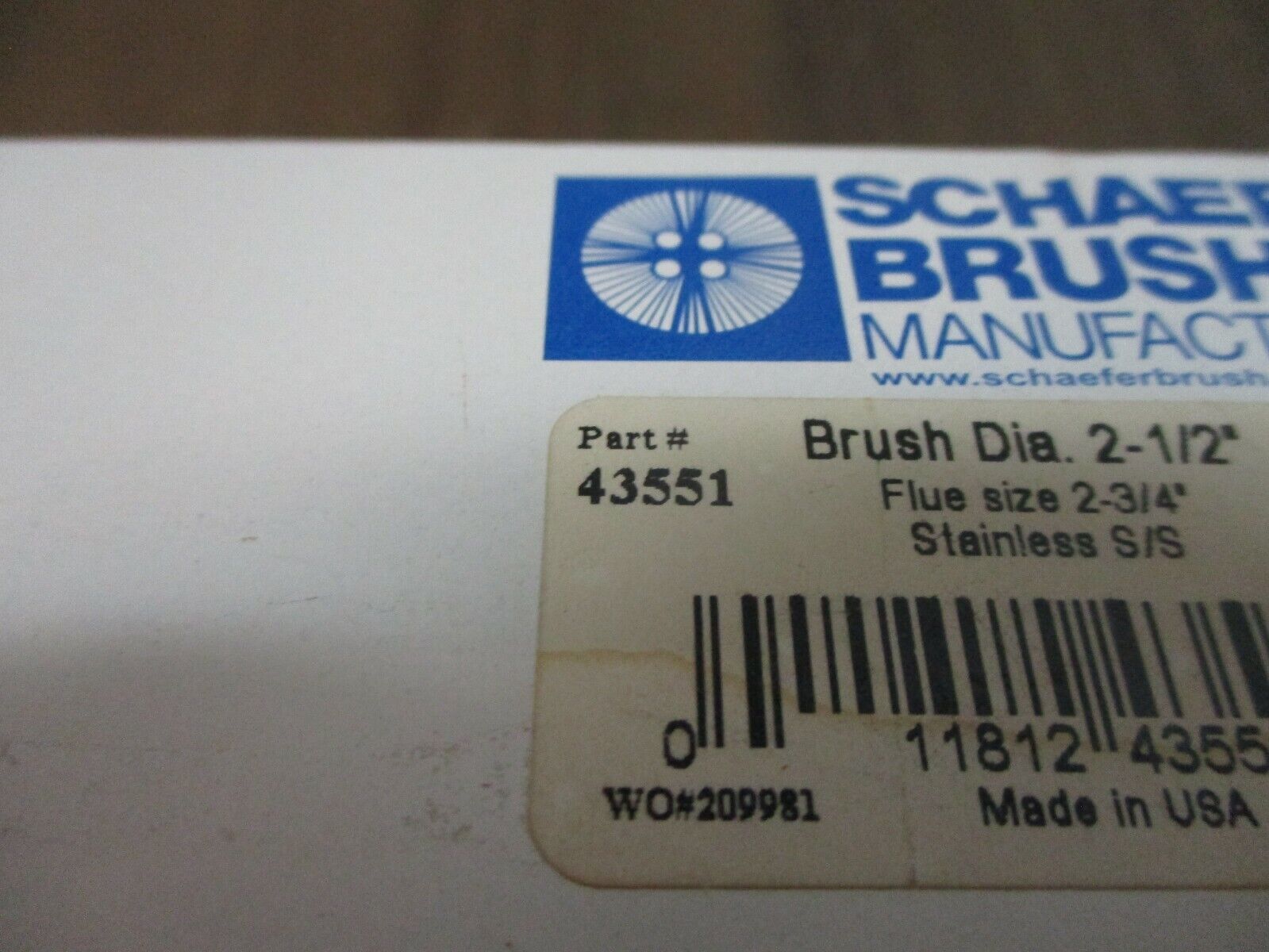 Schaefer Stainless Steel Flue Brush 43551 Brush: 2½" Flue: 2¾" New Surplus