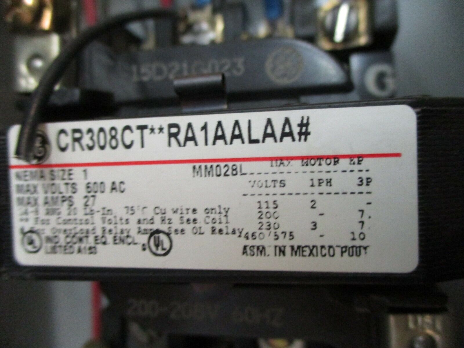 GE Fusible Size 1 Combination CR308CT**RA1AALAA# 200-208V Coil 27A 600V Used