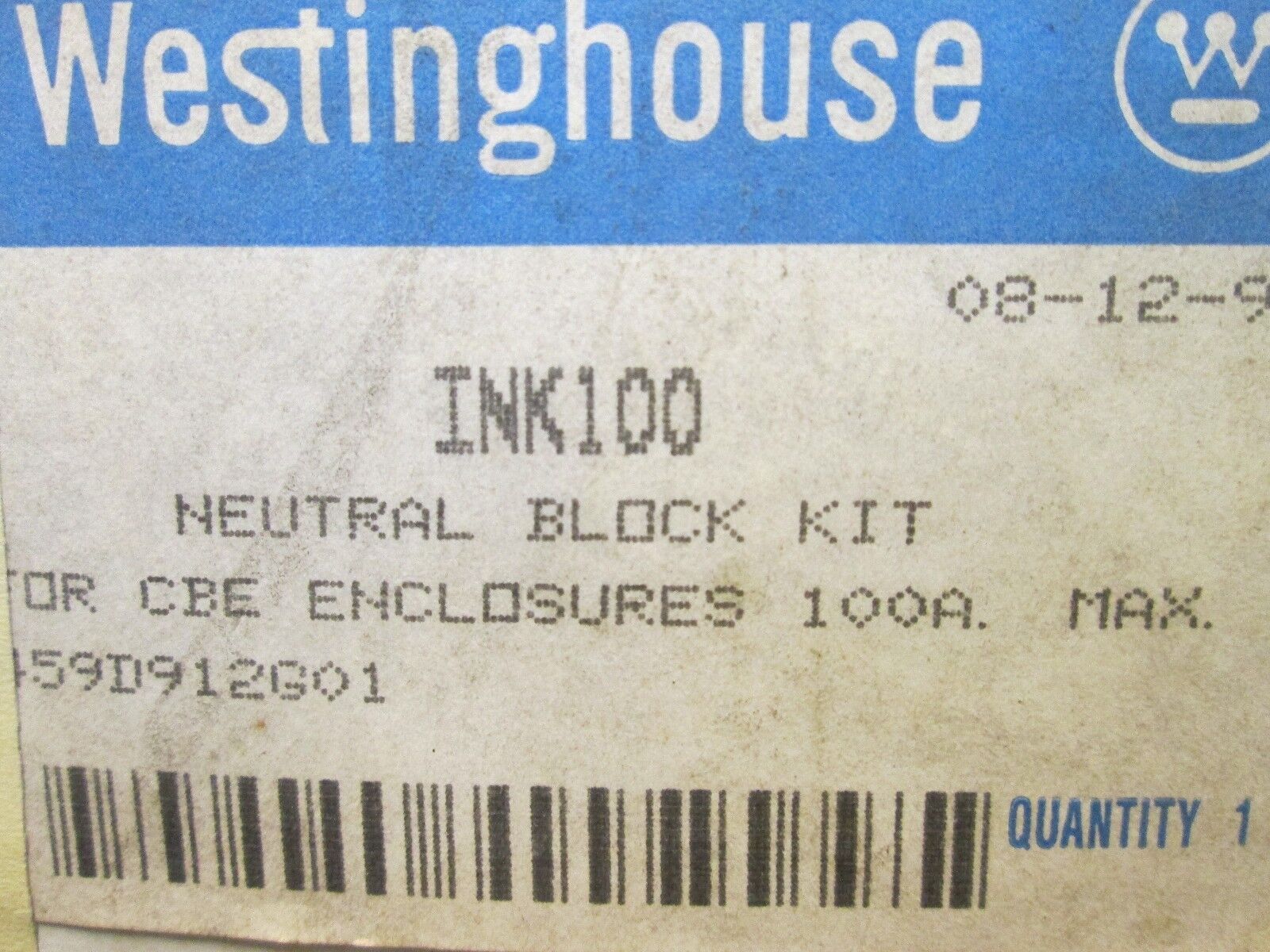 Westinghouse Neutral Block INK100 100A New Surplus