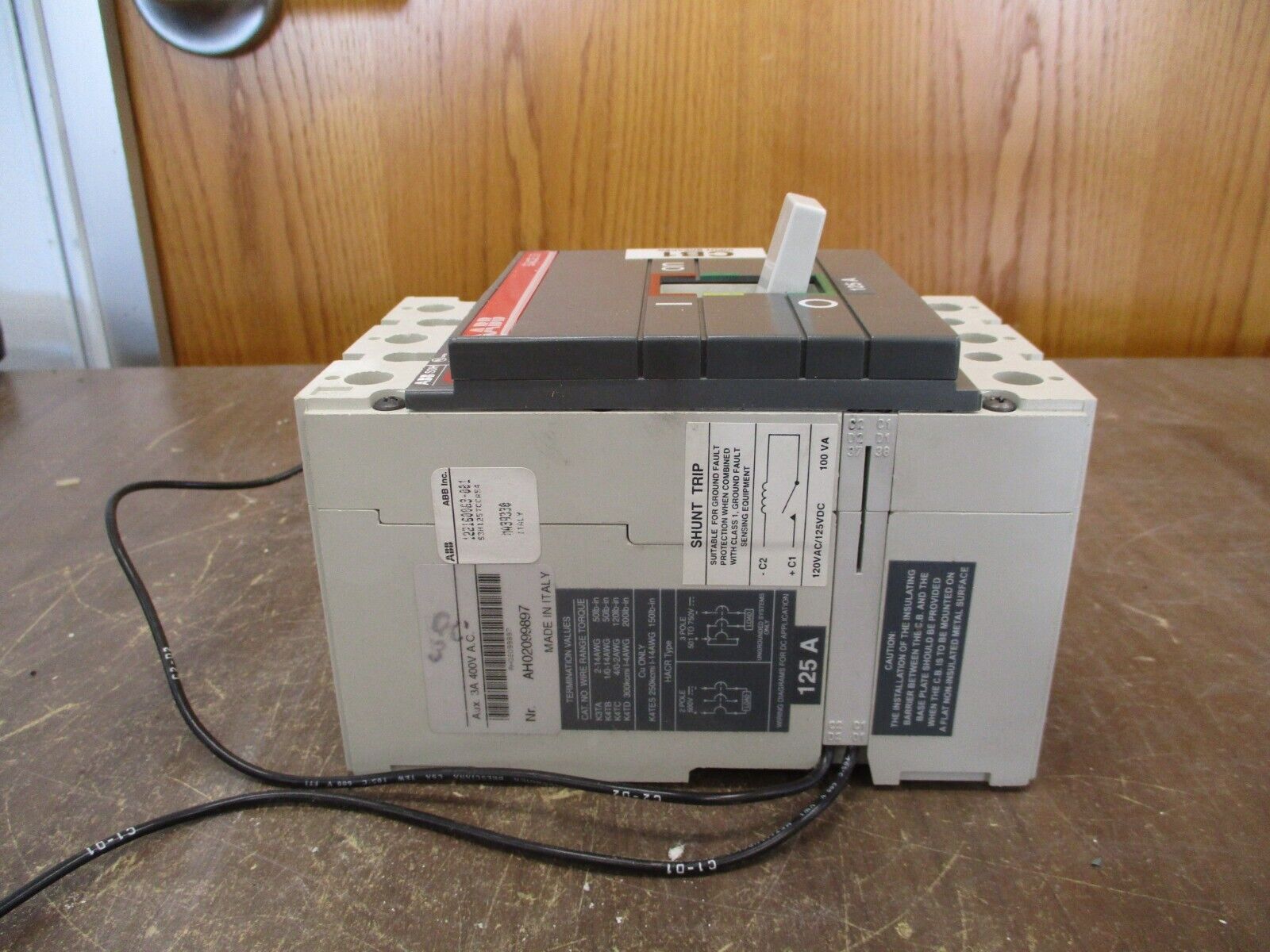 ABB SACE S3 Circuit Breaker S3H 125 125A 600V 3P Used