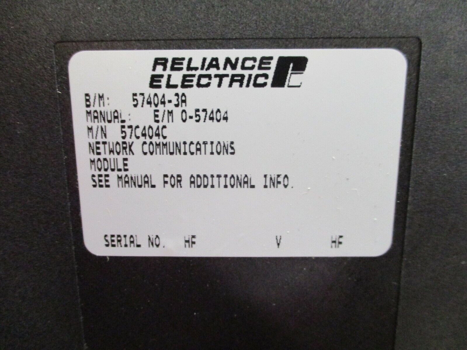Reliance Electric Network Communications Module 57C404C B/M: 57404-3A Used