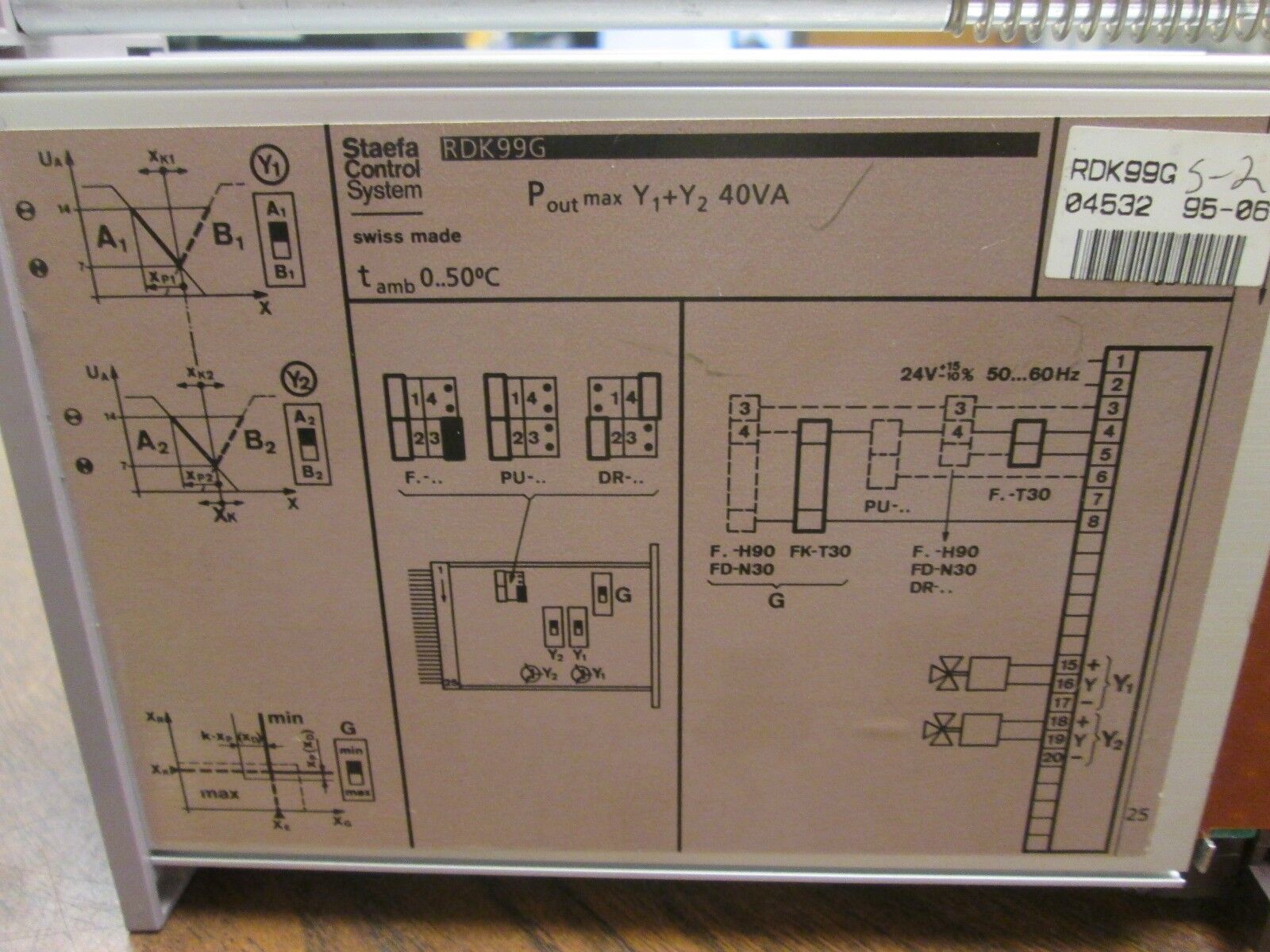 Staefa Control System Control Board RDK99G 24V 50/60Hz Used