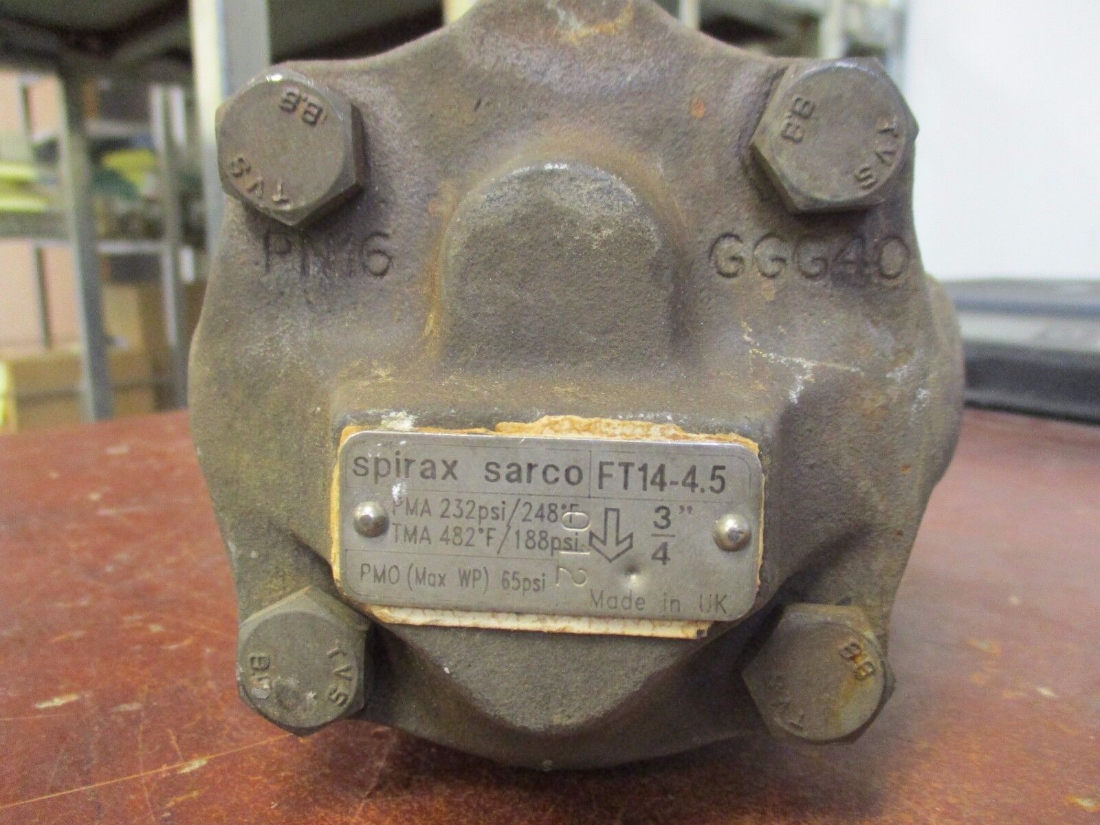 Spirax Sarco Ball Float Steam Trap FT14-4.5 Size: 3/4" PMA: 232 PSI Used