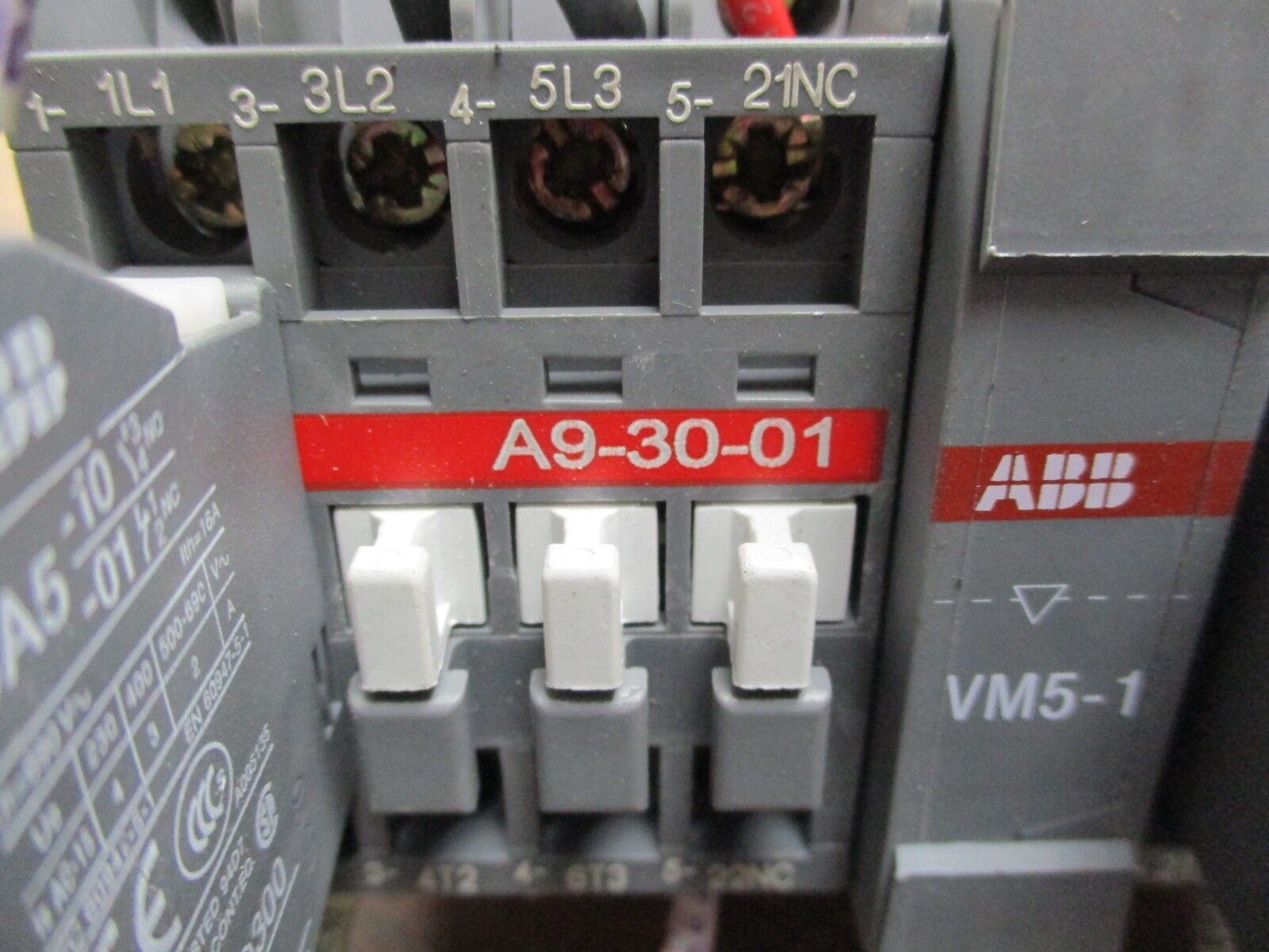 ABB Reversing Contactor A9-30-01 120V Coil 21A 600V w/ (2) Aux Contact Used