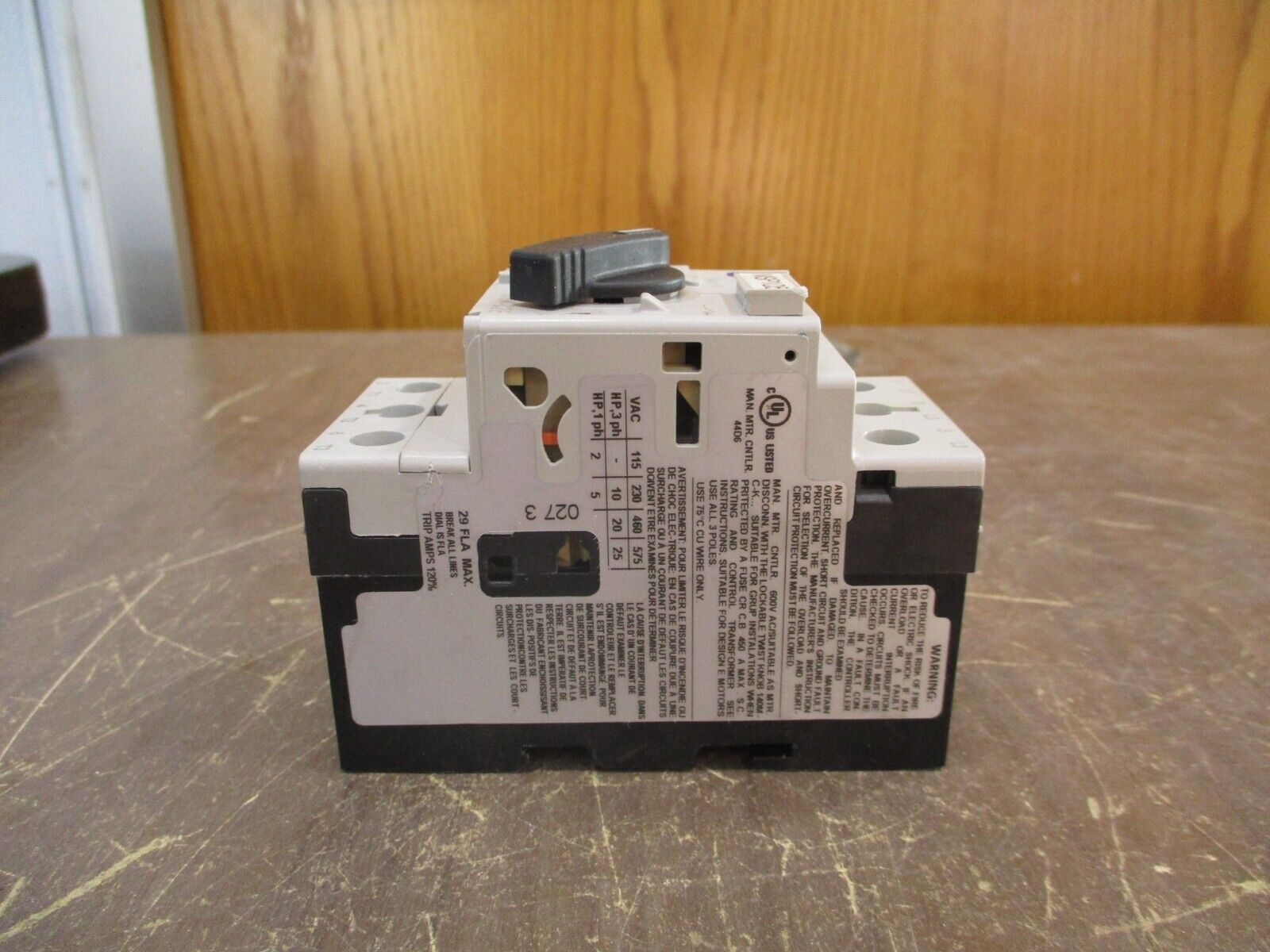 Allen-Bradley Manual Motor Protector 140M-C2E-C29 Ser. C Trip: 24-29A Used