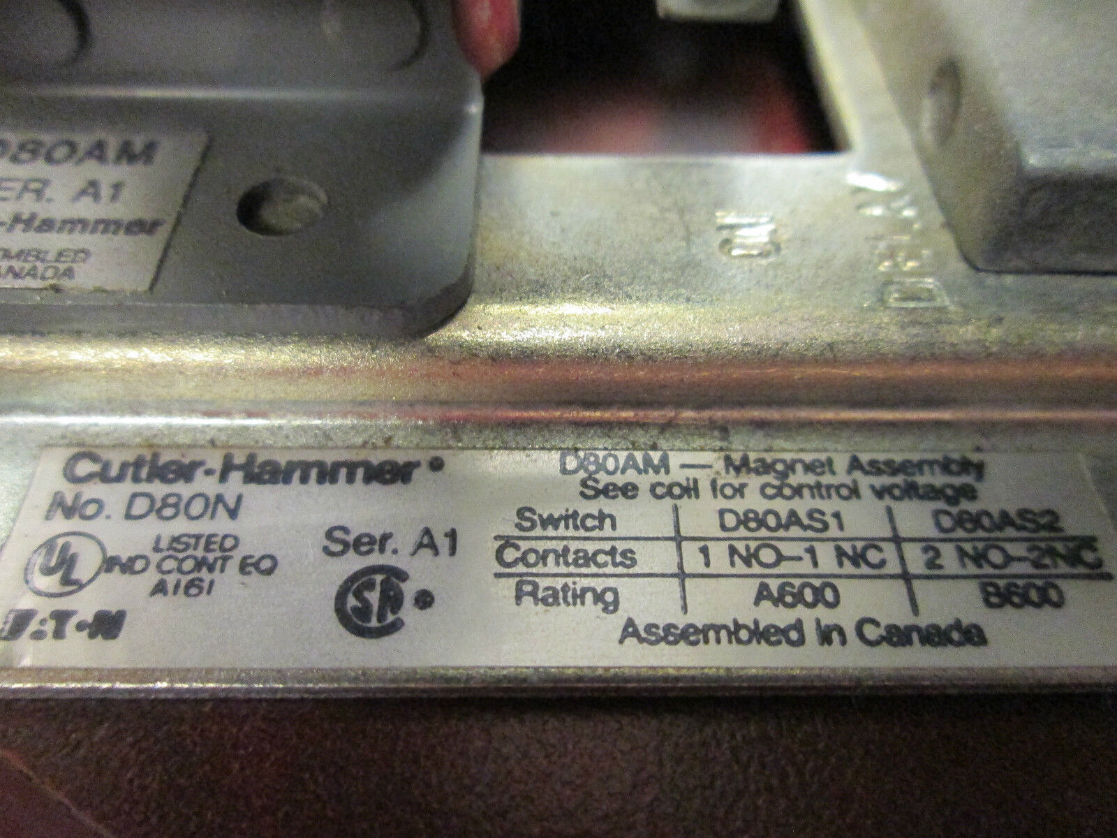 Cutler-Hammer Pneumatic Timer D80N D80AM 480V Coil Used