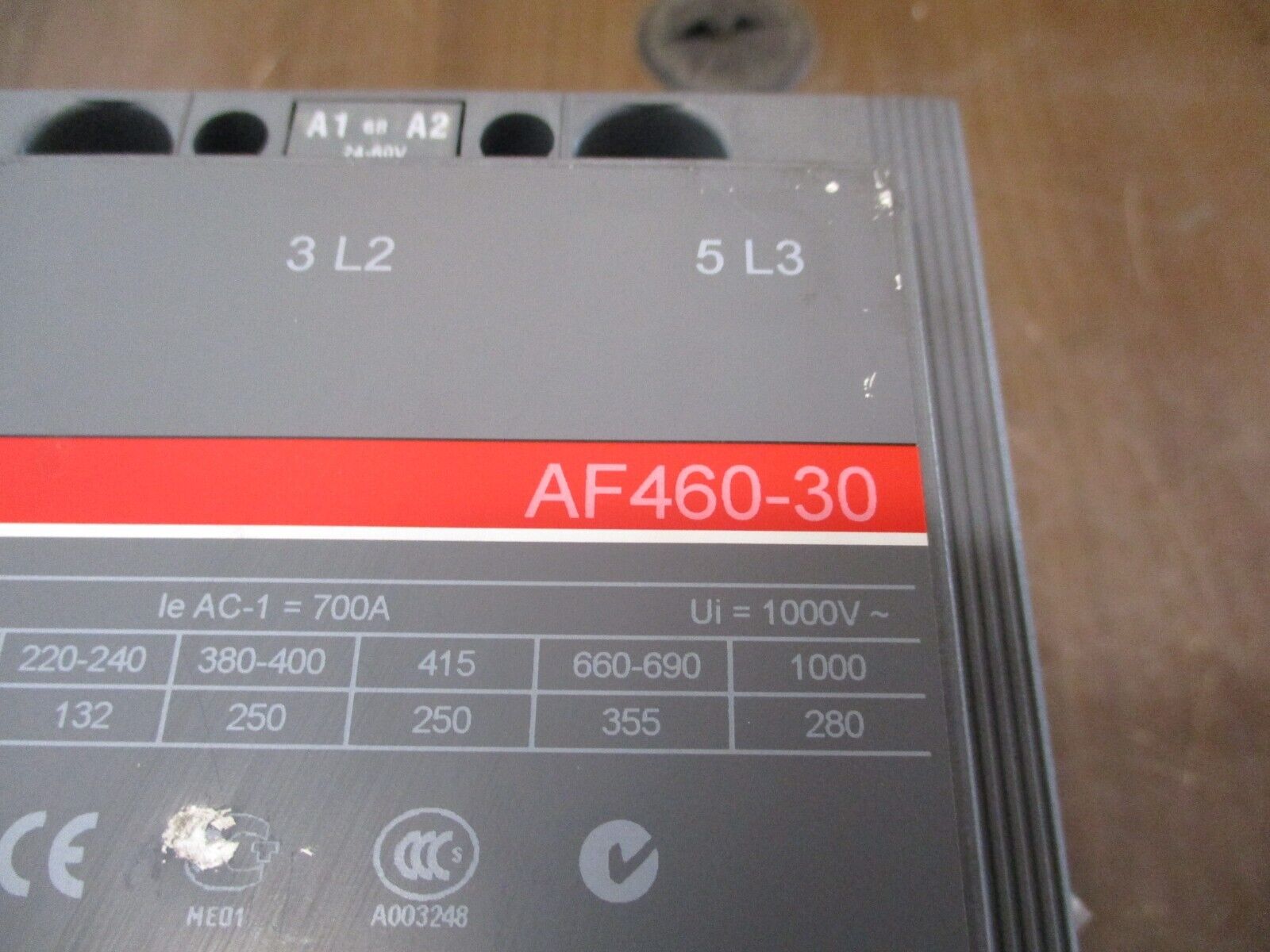 ABB Contactor AF460-30 24-60VDC Coil 650A 600V w/ (3) Aux Contacts Used