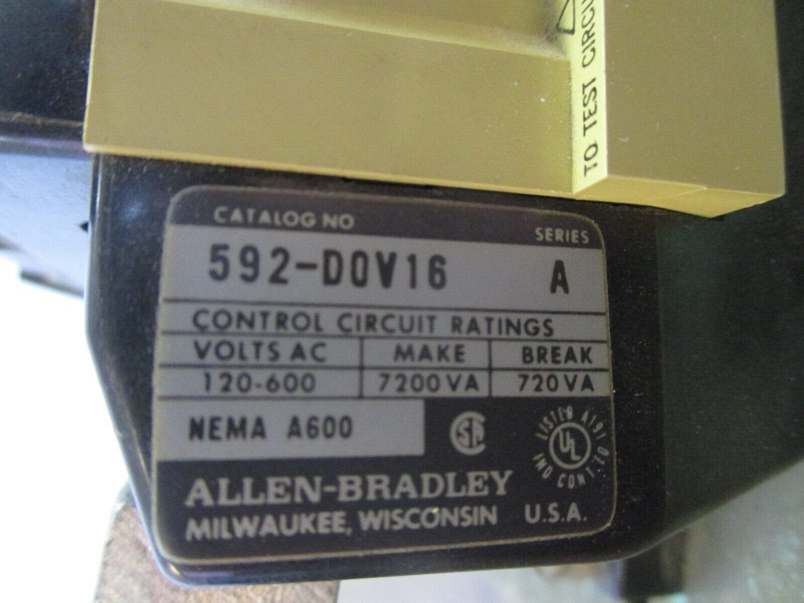 Allen-Bradley Overload 592-DOV16 Ser. A 120-600V 3P Used