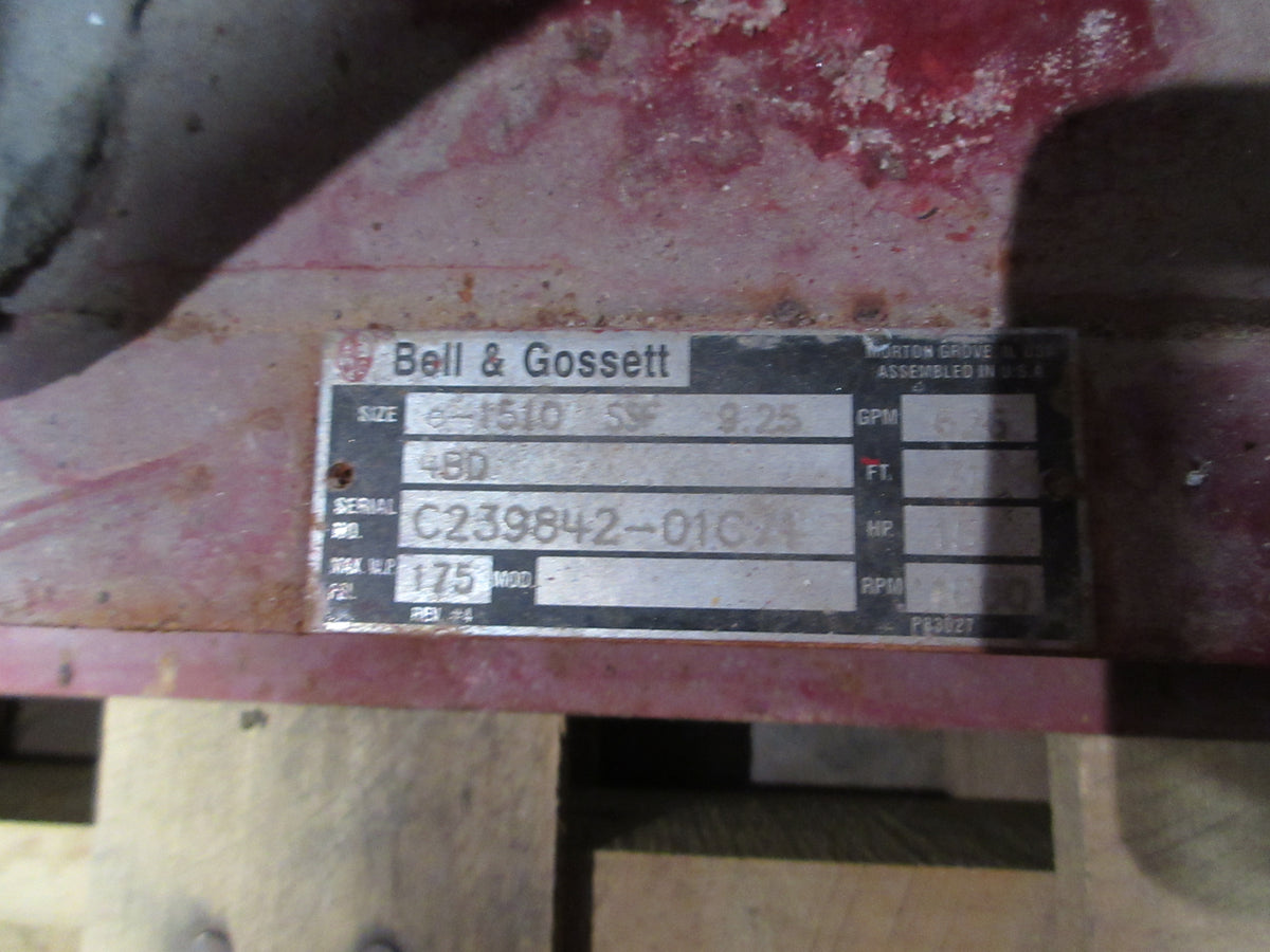 Bell & Gossett e-1510 Pump e-1510 SSF 9.25 4BD 15HP 1800RPM 526GPM Used