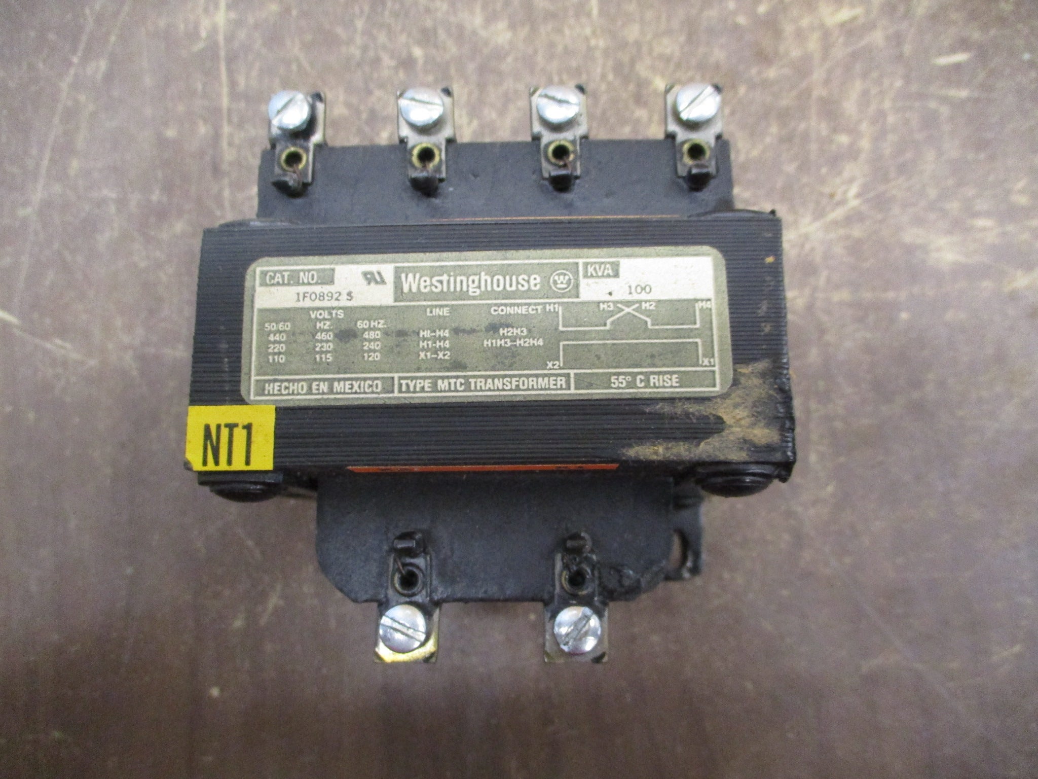 Westinghouse Type MTC Transformer 1F0892 S 0.100kVA Pri: 240/480V Sec: 120V
