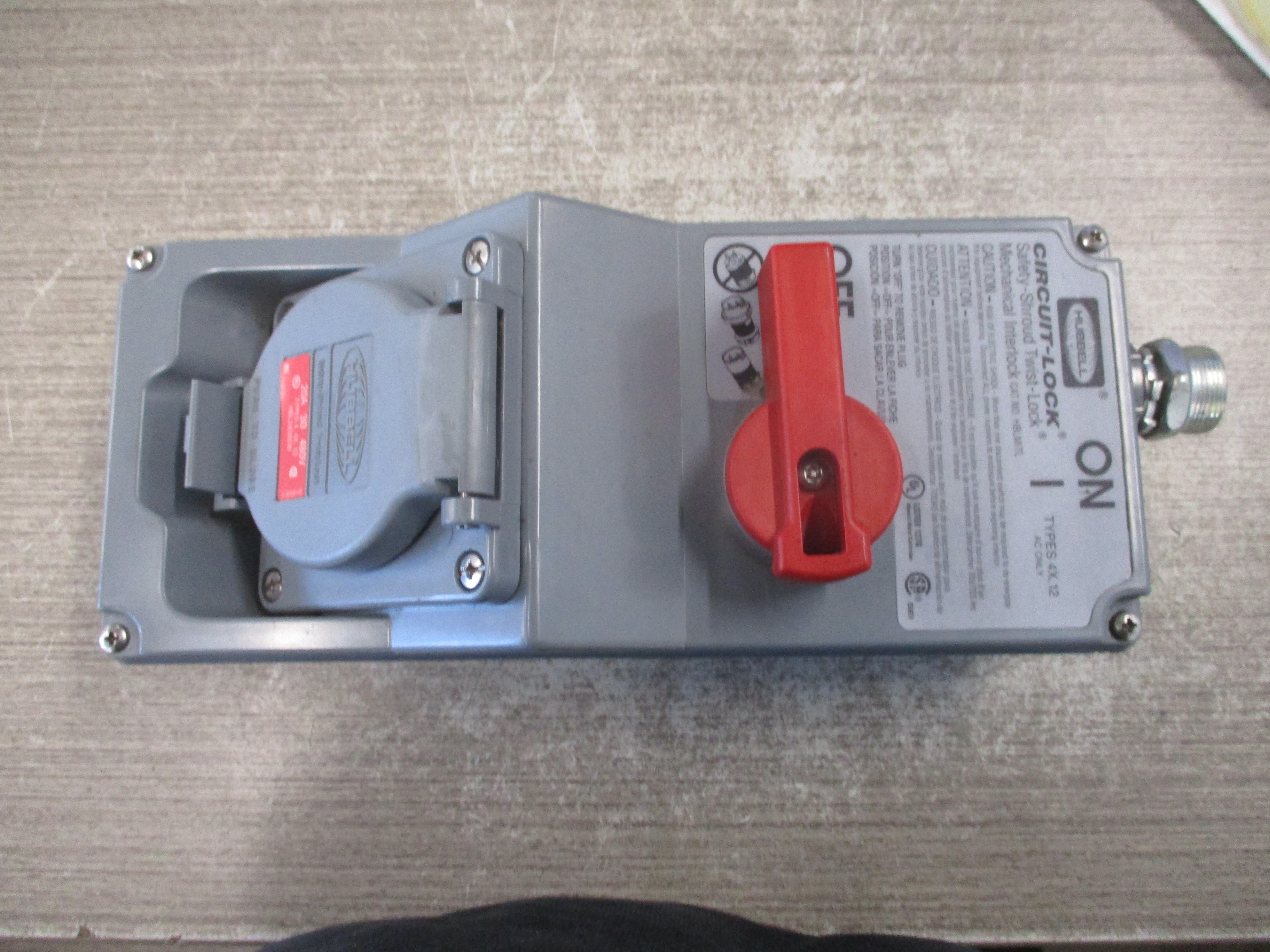 Hubbell Circuit - Lock Mechanical Interlock HBLMITL/HBL2430SW 20A 3Ph 480V Type 4X,12 Used