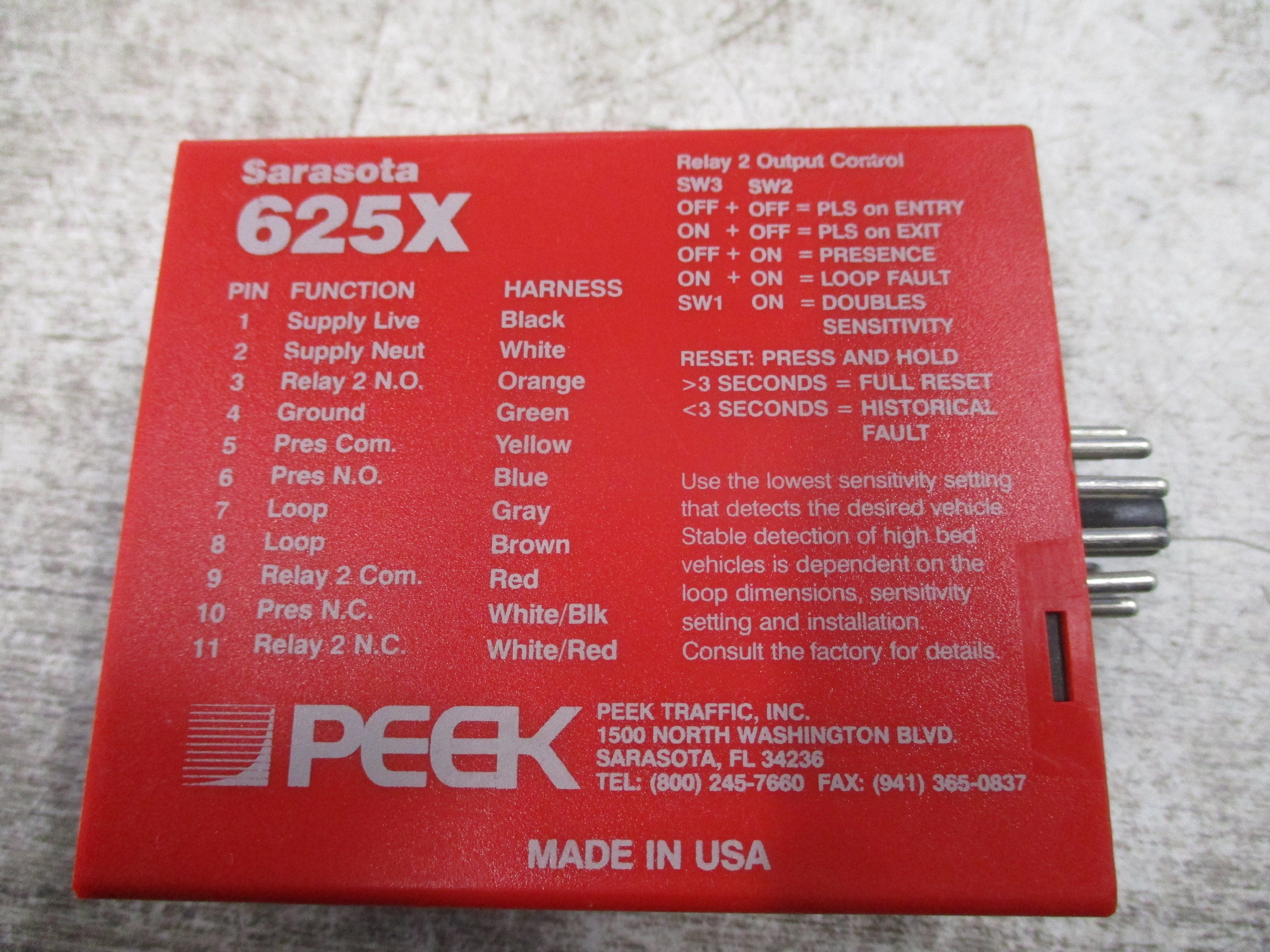 Peek Traffic Sarasota Vehicle Loop Detector 625X *Broken Switch* Used