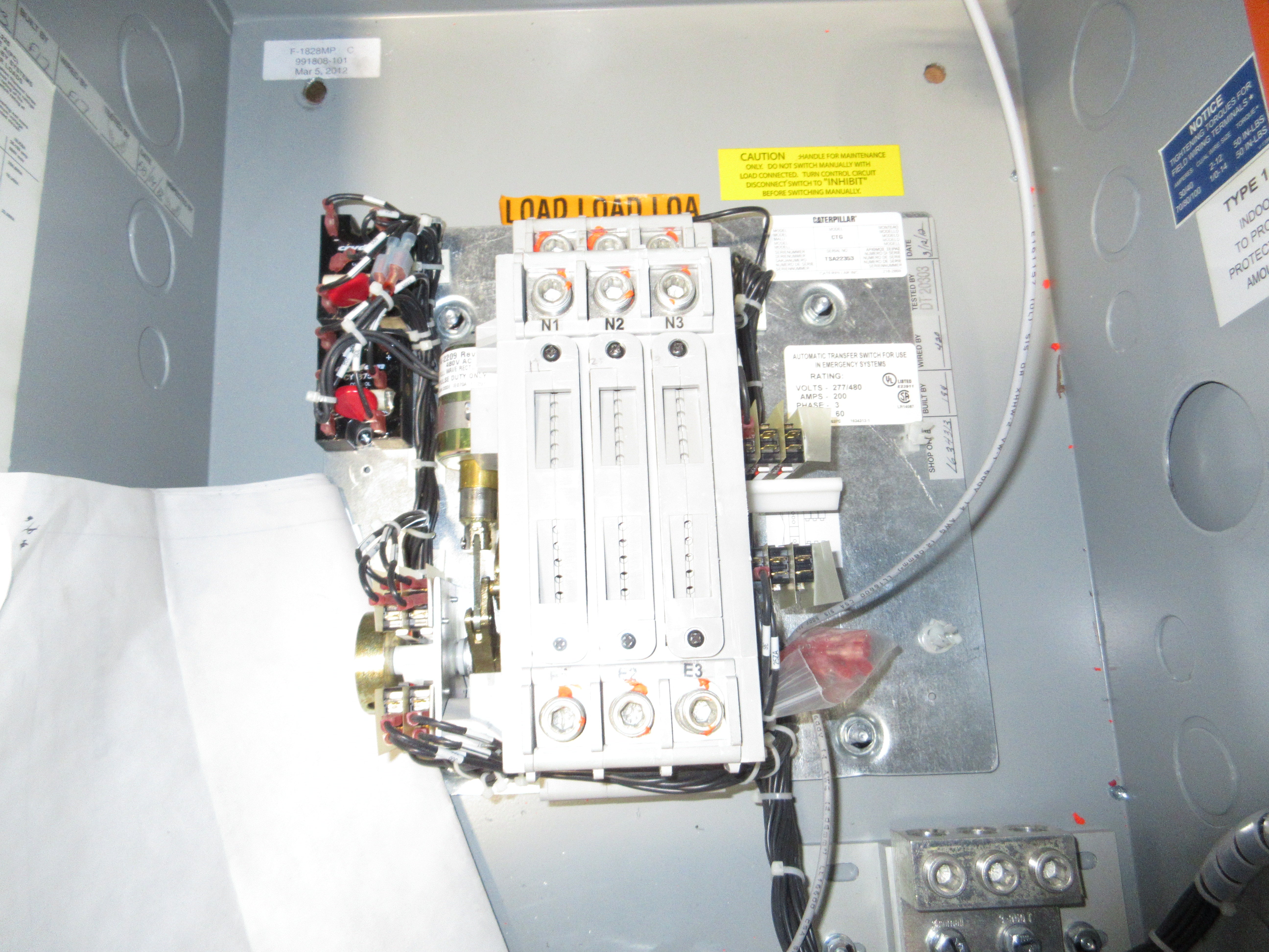 CAT Automatic Transfer Switch CTG 200A 277/480V 3Ph 60Hz Used