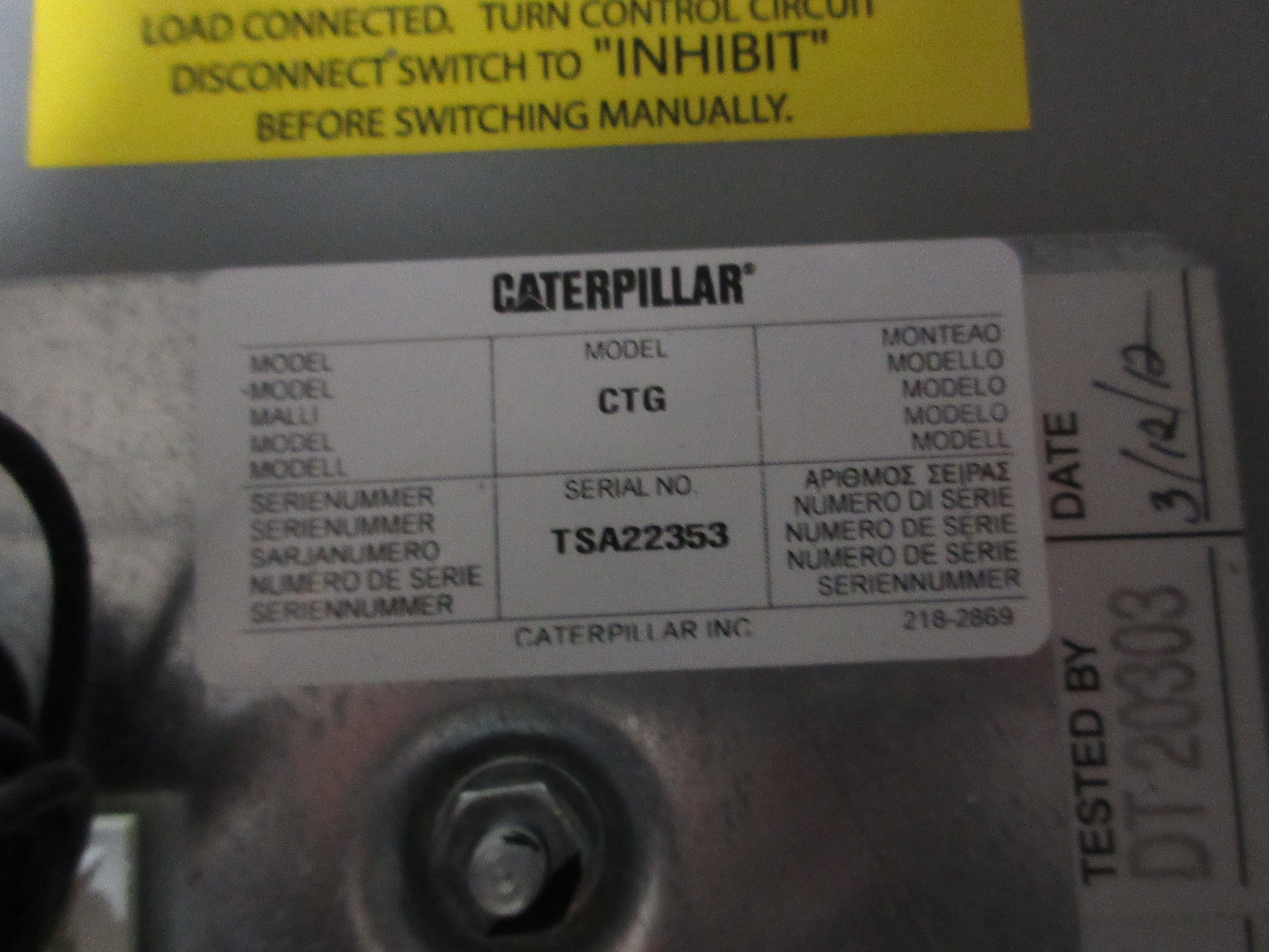 CAT Automatic Transfer Switch CTG 200A 277/480V 3Ph 60Hz Used