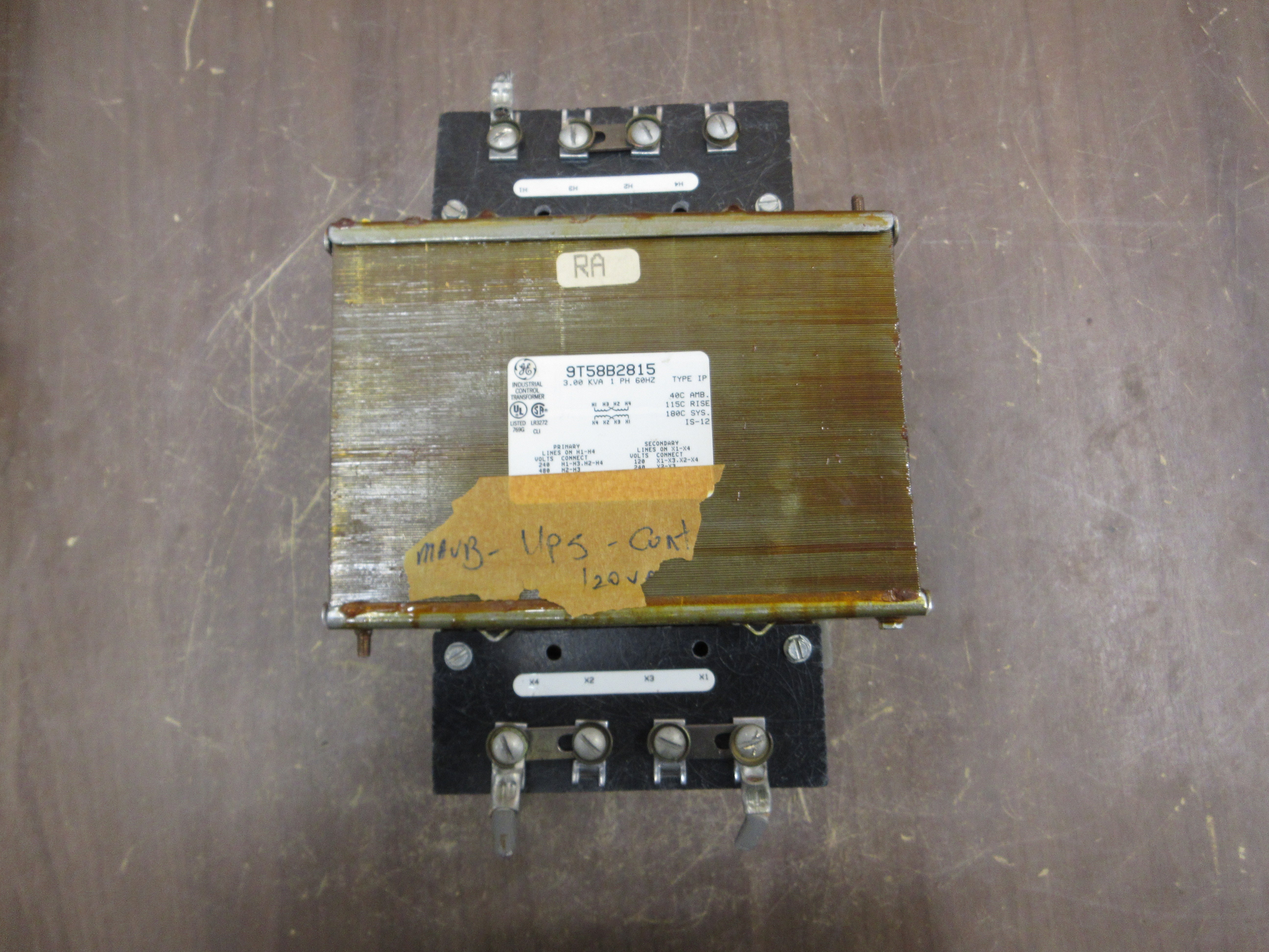 GE Control Transformer 9T58B2815 3kVA Pri: 240/480V Sec: 120/240V 1Ph 60Hz Used