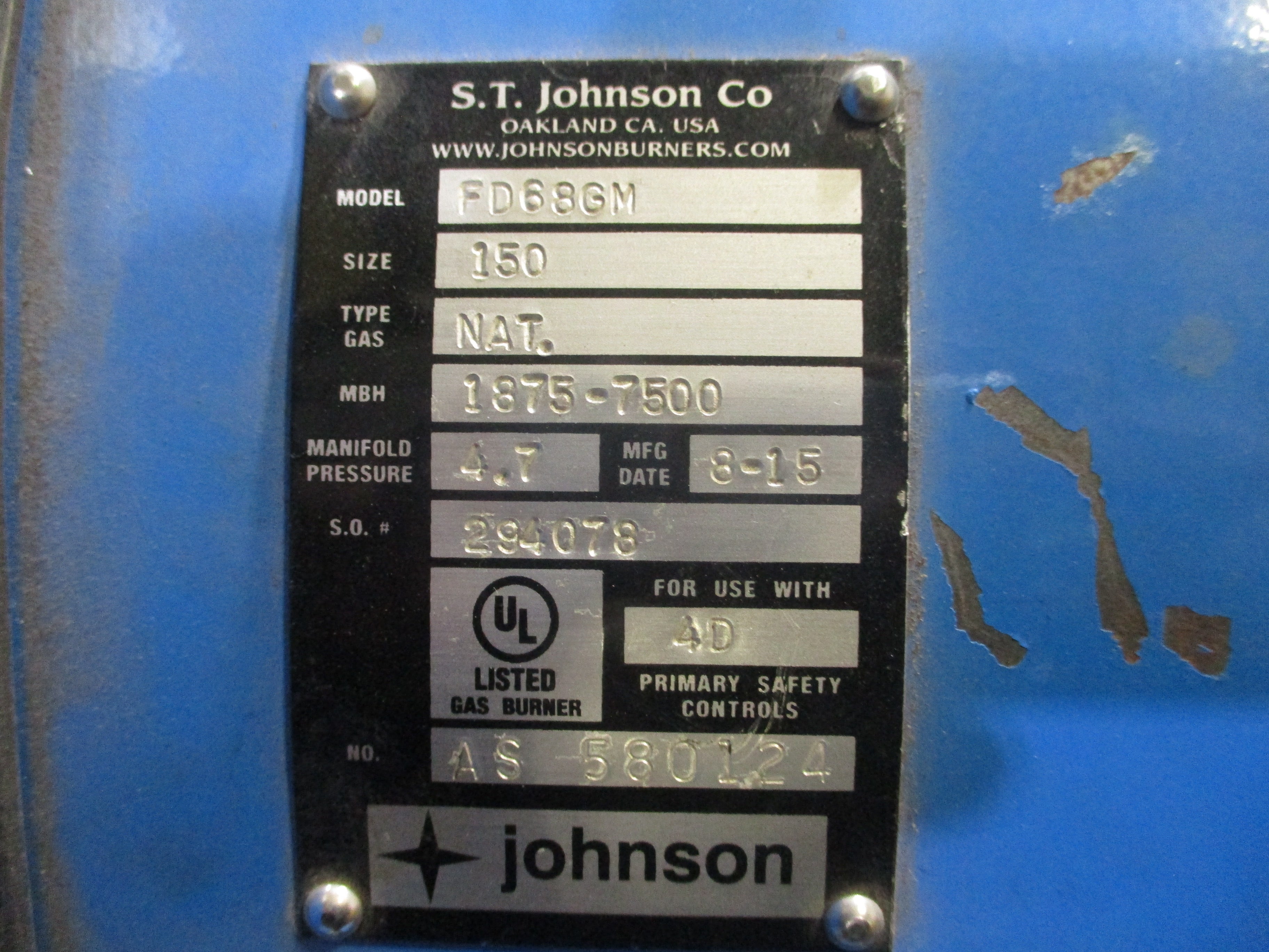 Hurst Firebox Low Pressure Steam Boiler S 45-152 152HP 15PSI 5244 Steam lb/HR 62