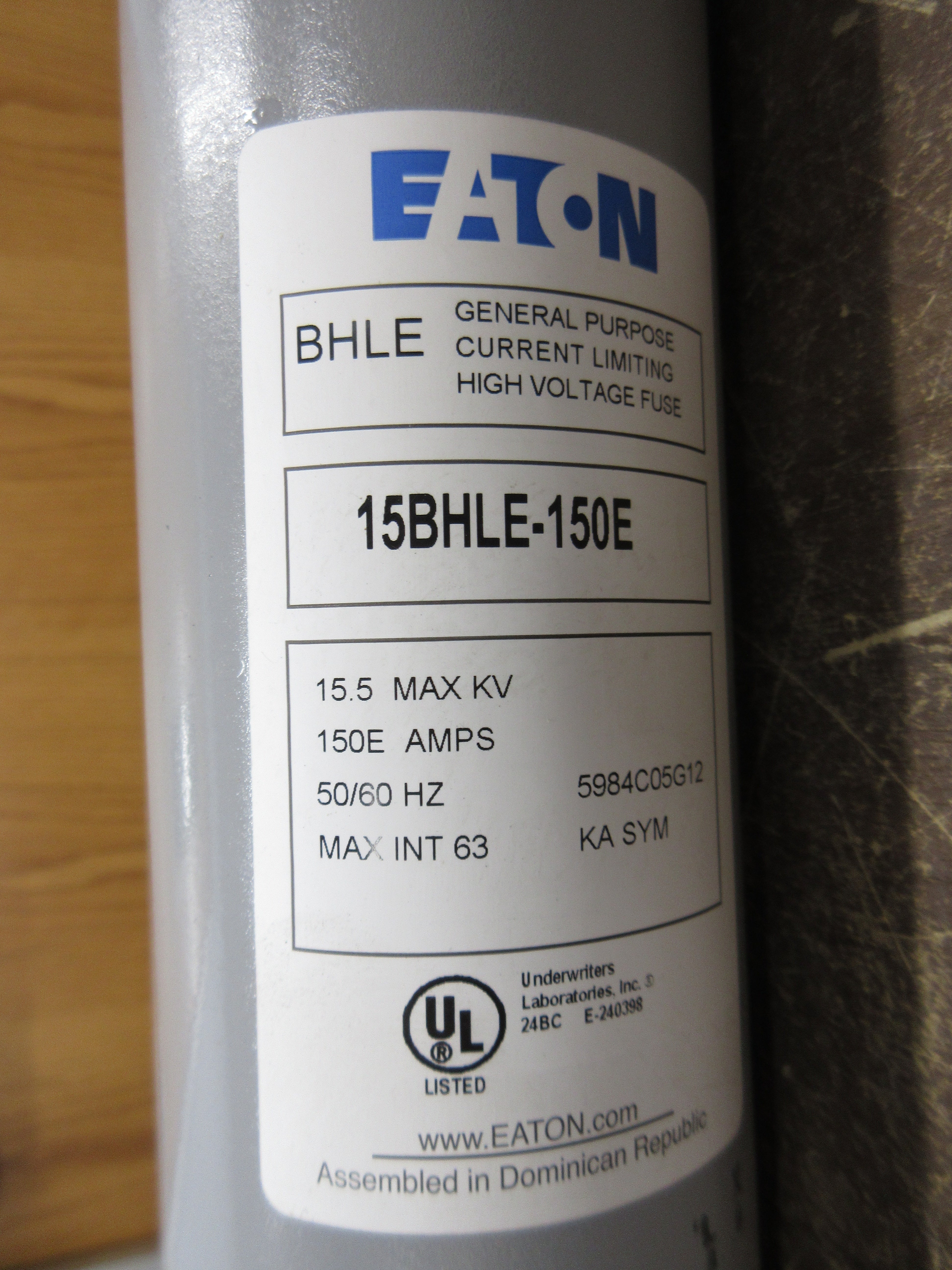 Eaton Fuse 15BHLE-150E 15.5kV 150E Style: 5984C05G12 New Surplus