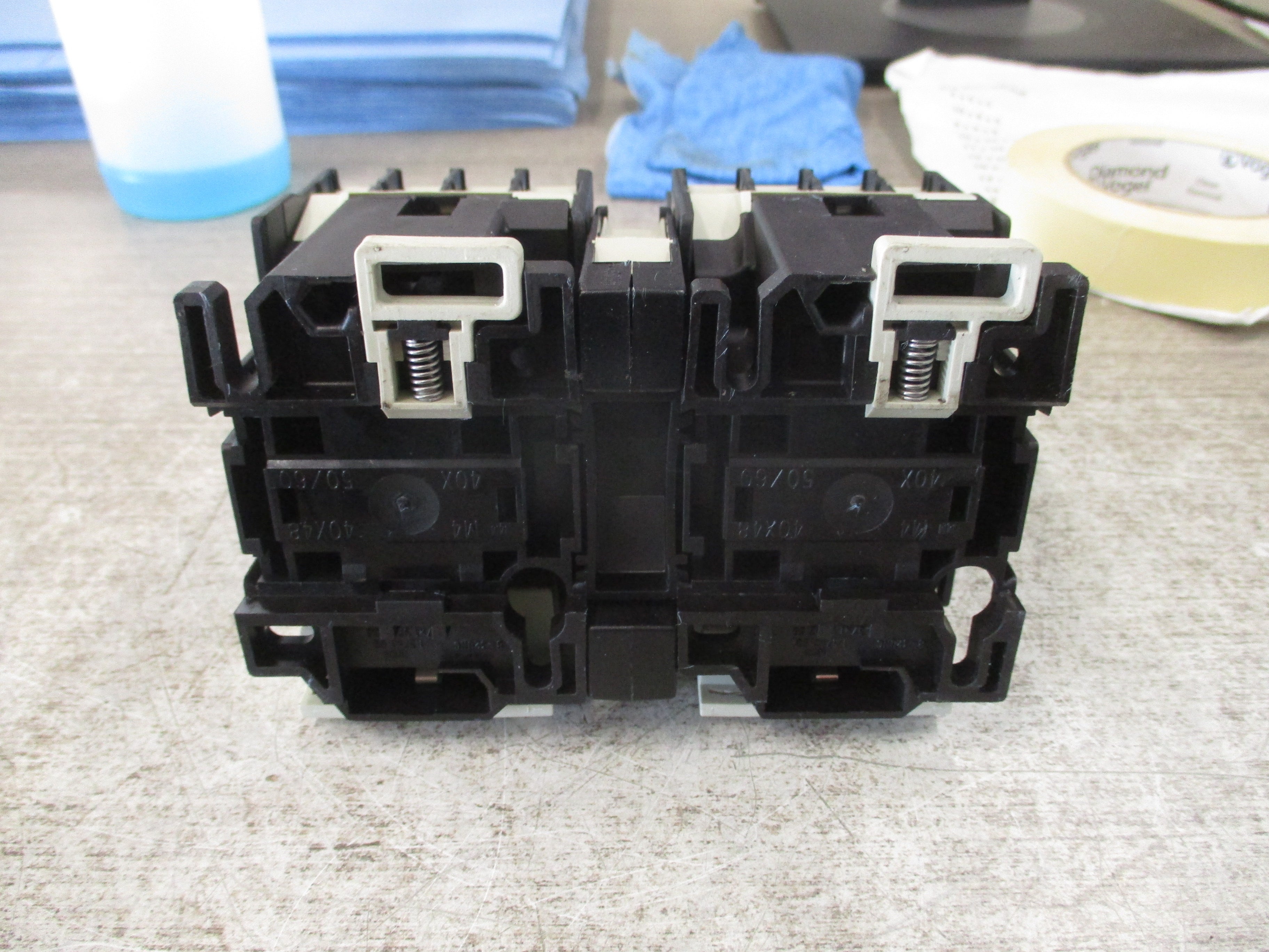 Telemecanique Reversing Contactor LC1 D2510 120V Coil 40A 600V (2) Aux Contact Blocks (2) Surge Suppressors Used