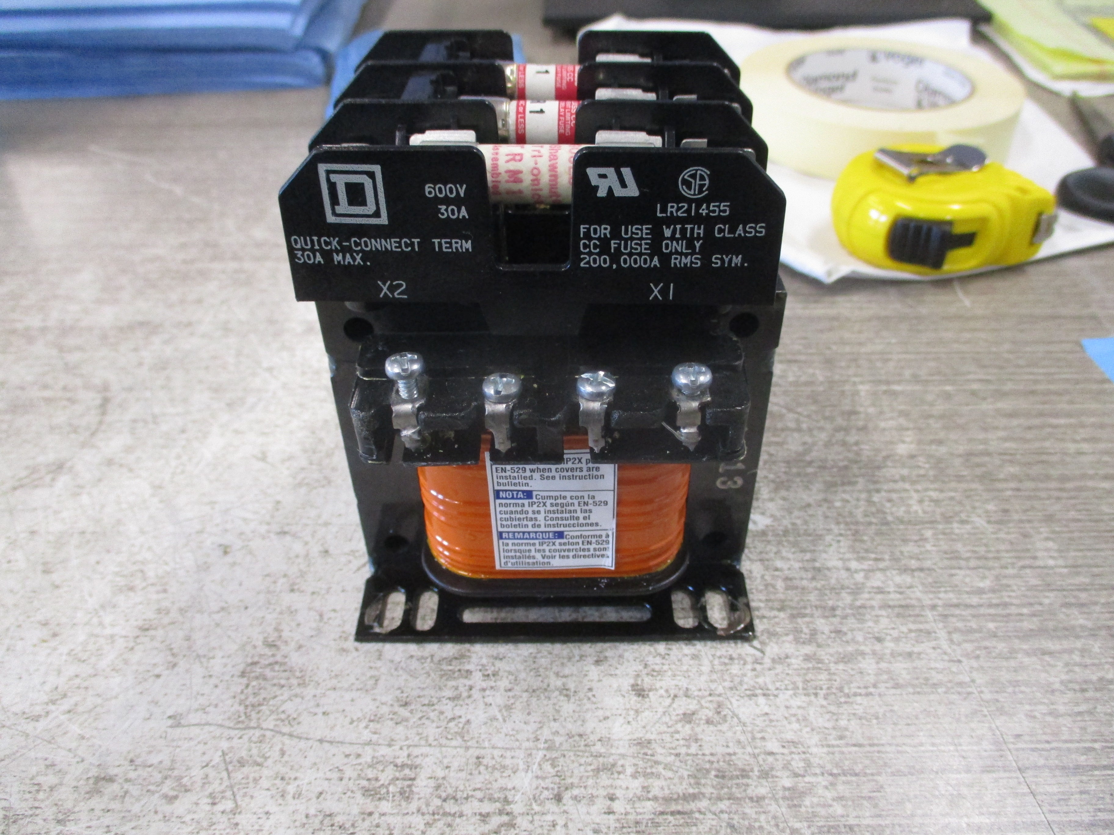 Square D Transformer 9070TF100D1 0.1kVA Pri: 240/480V Sec: 120V 50/60Hz * Fuses May Vary* Used