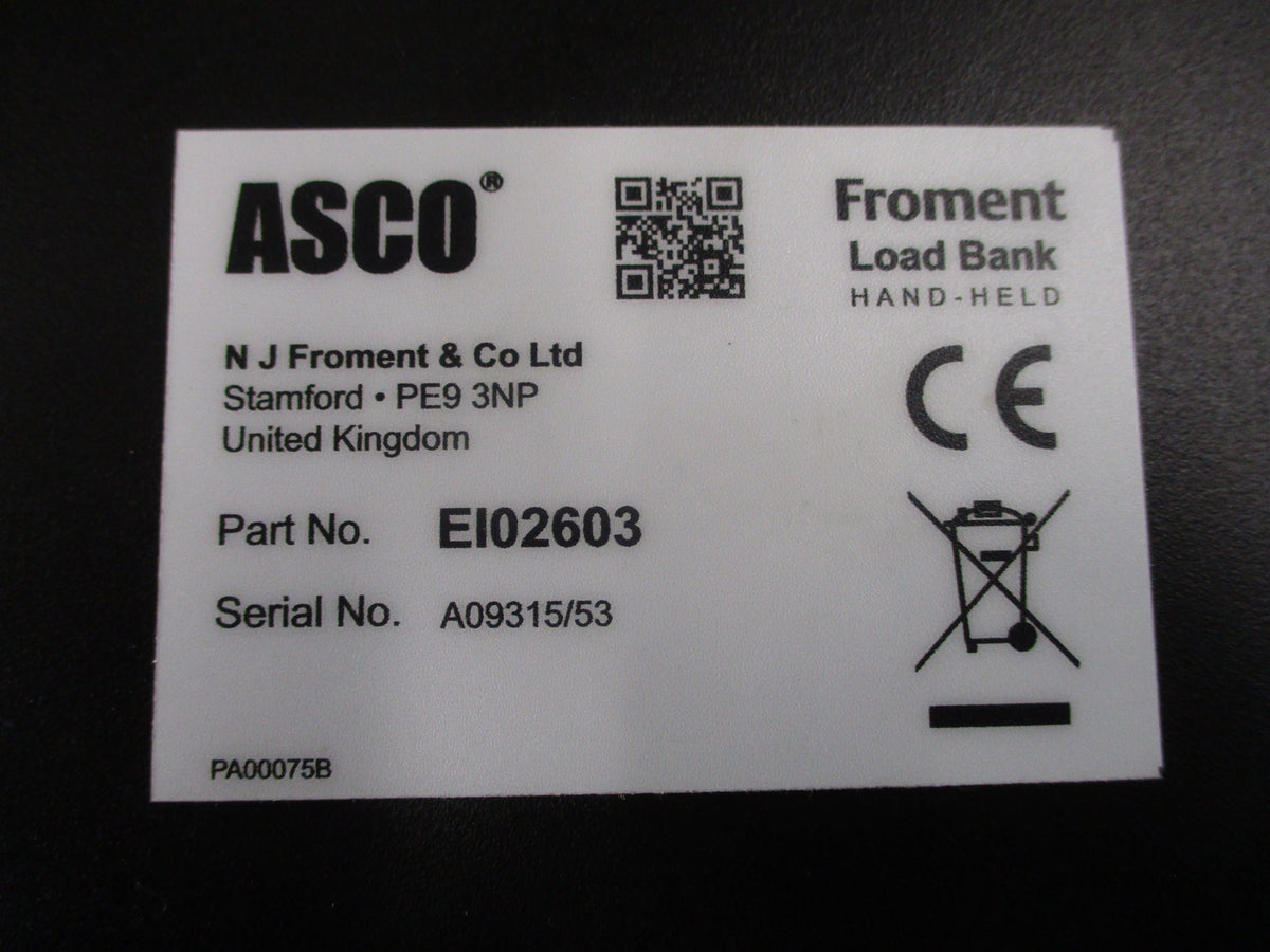 Asco Sigma Froment Load Bank Control EI02603 Used
