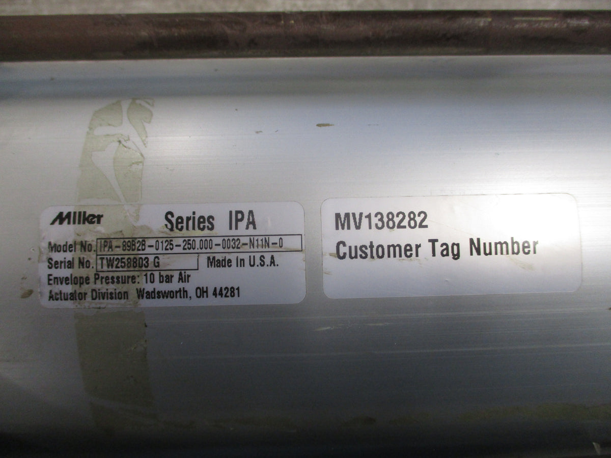 Miller Series IPA Pneumatic Cylinder IPA-89B2B-0125-250.000-0032-N11N-0 Pressure: 10 Bar Used