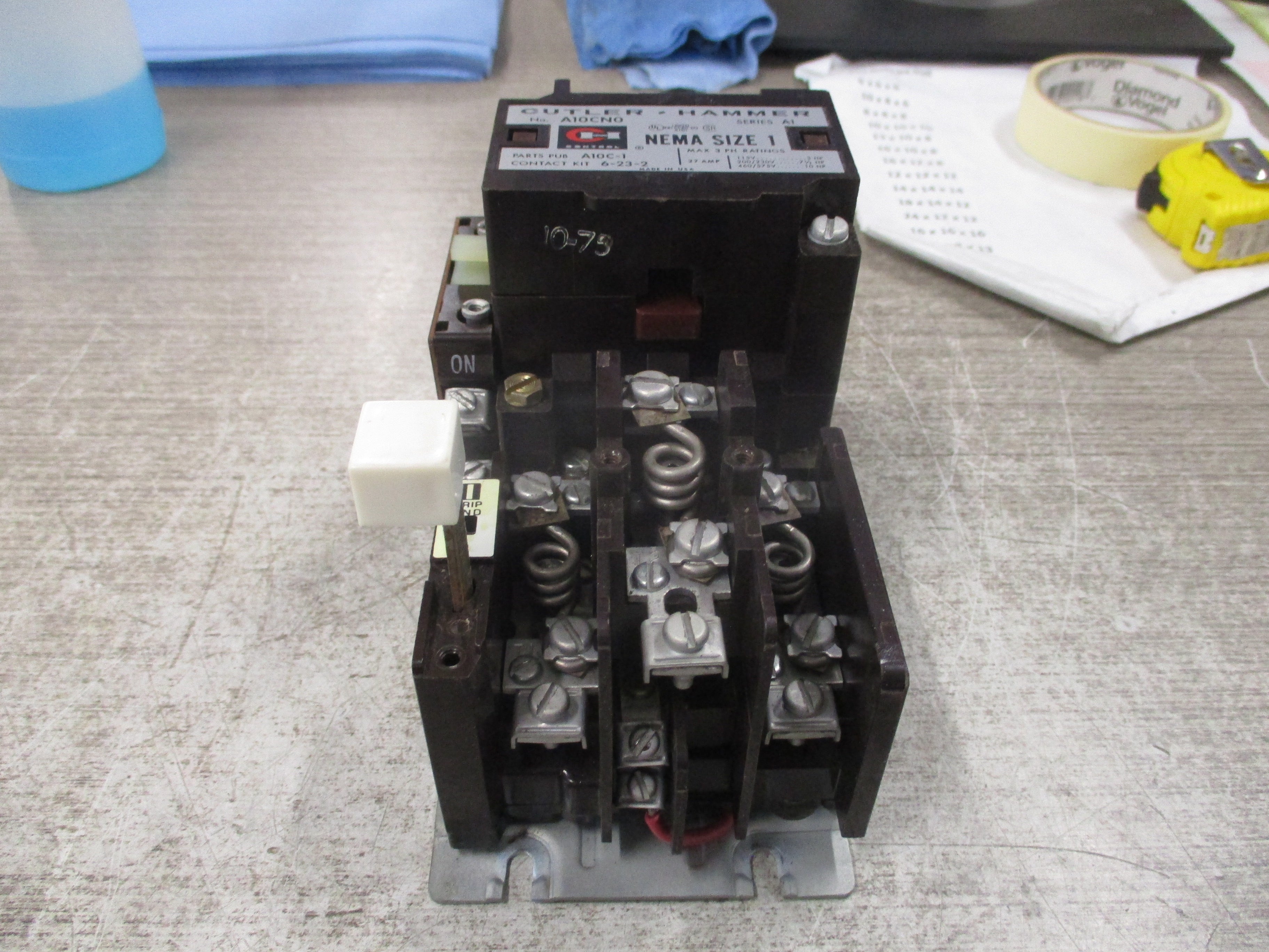 Cutler-Hammer Size 1 Starter A10CN0 Ser. A1 120V Coil 27A Used