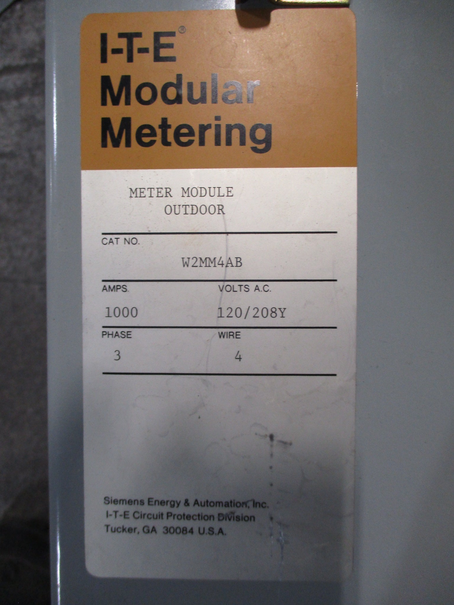 ITE Modular Meter Center W2MM4AB/W2MM3/MTB4 800A 208Y/120V 3Ph 4W 7-Position