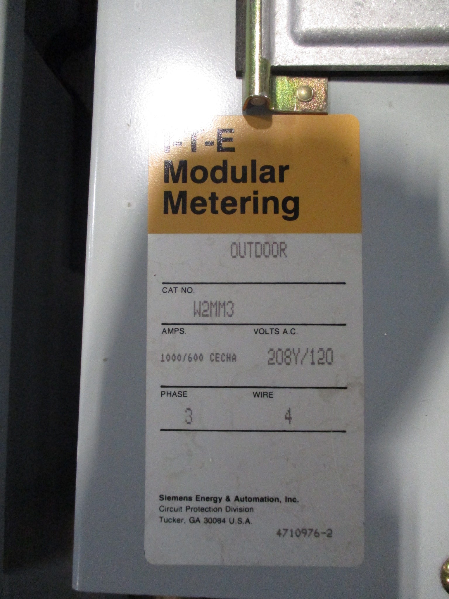 ITE Modular Meter Center W2MM4AB/W2MM3/MTB4 800A 208Y/120V 3Ph 4W 7-Position